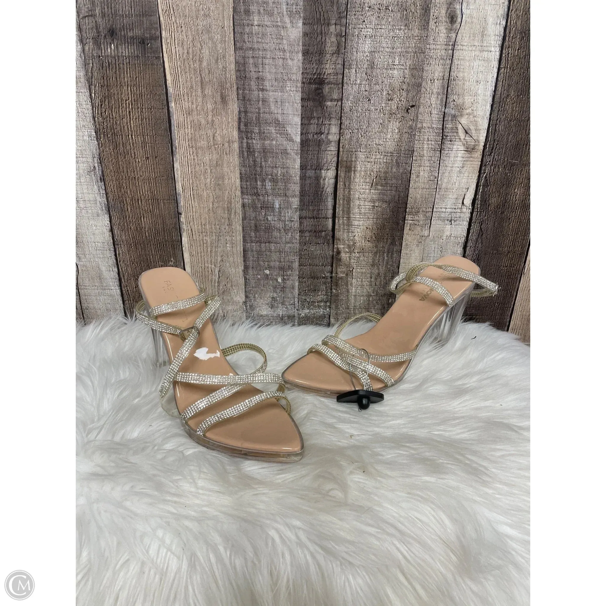 Shoes Heels Block By Fashion Nova In Clear, Size: 11 Metallic Stilettos Flattering Fit