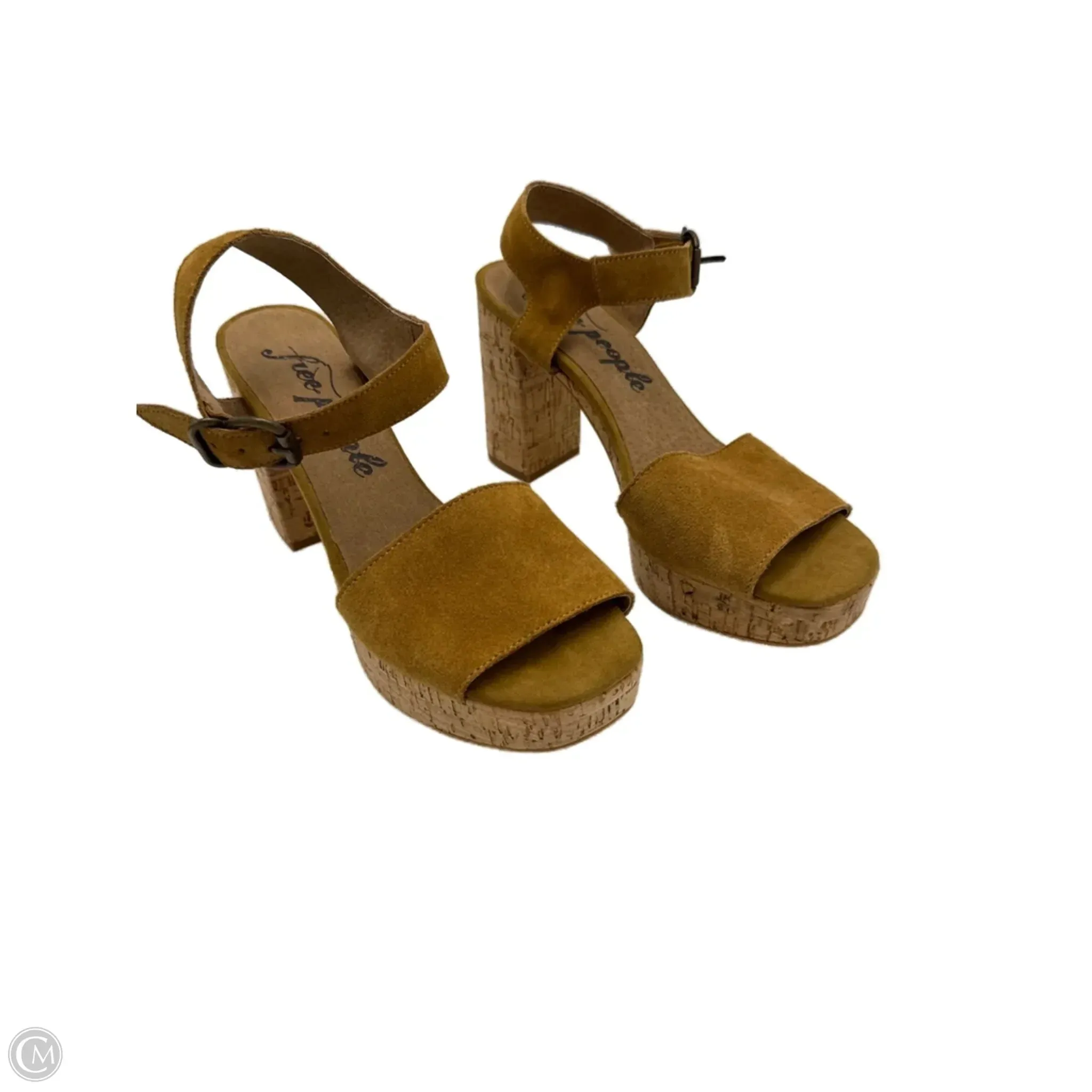 Street Attitude Comfortable Footbed Shoes Heels Block By Free People In Brown, Size: 8.5
