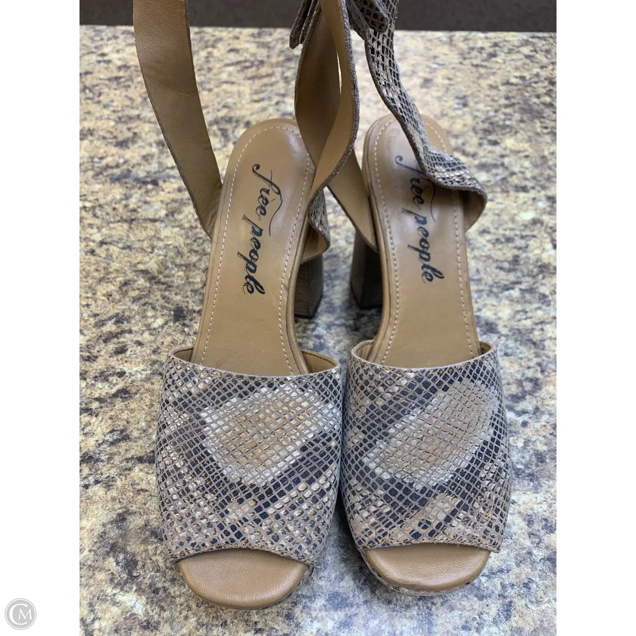 Bridal Heel Sandals Shoes Heels Block By Free People In Snakeskin Print, Size: 9