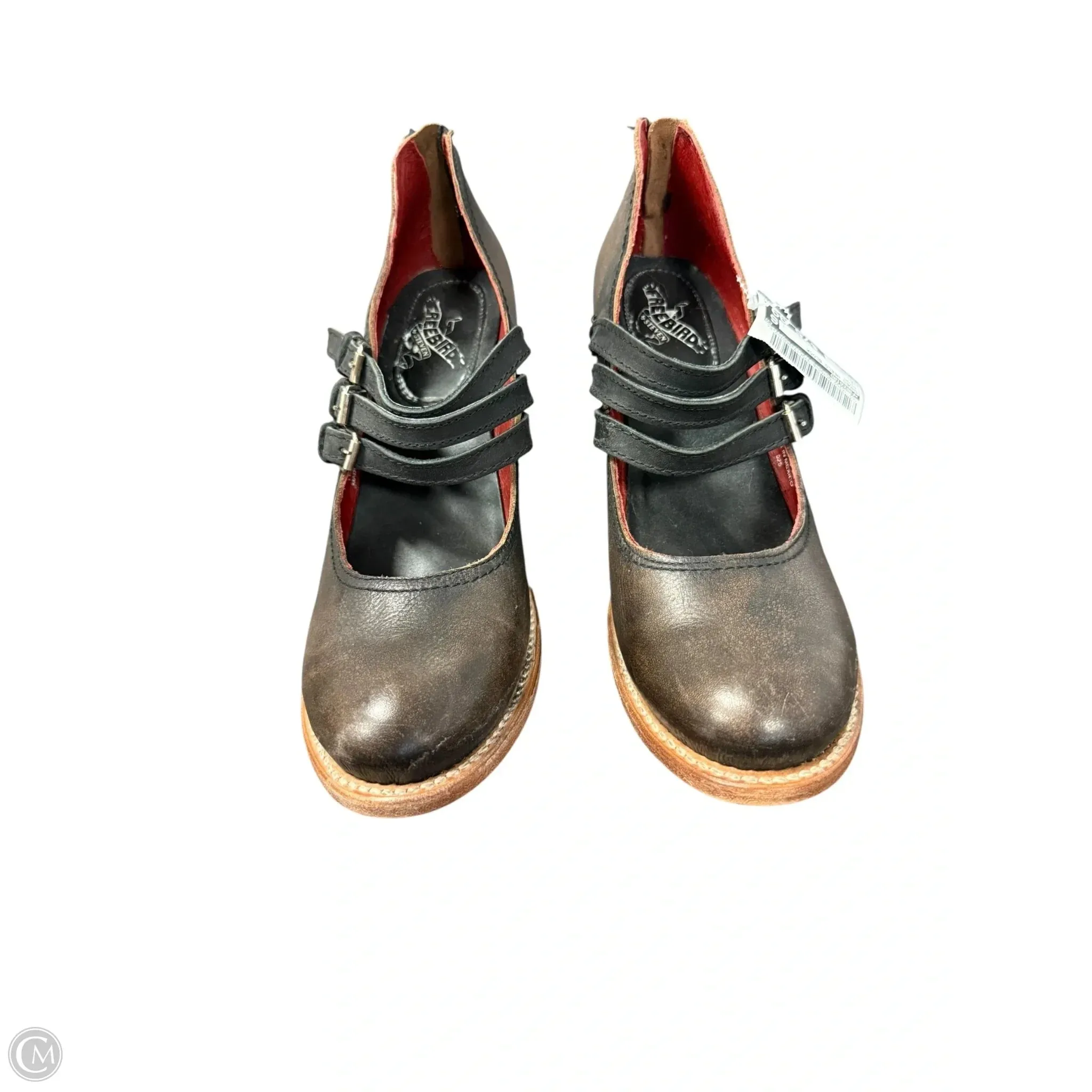 Smooth Surface Shoes Heels Block By Freebird In Brown, Size: 10