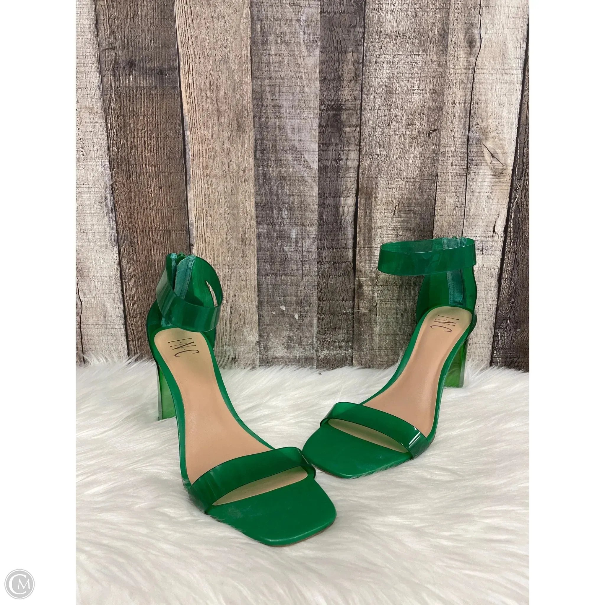 Shoes Heels Block By Inc In Green, Size: 10 Buckle Detail