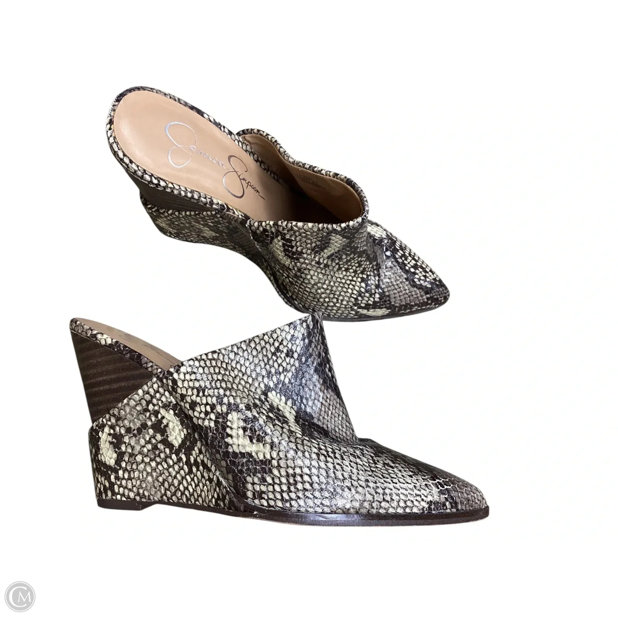 Evening Stilettos Shoes Heels Block By Jessica Simpson In Animal Print, Size: 6.5