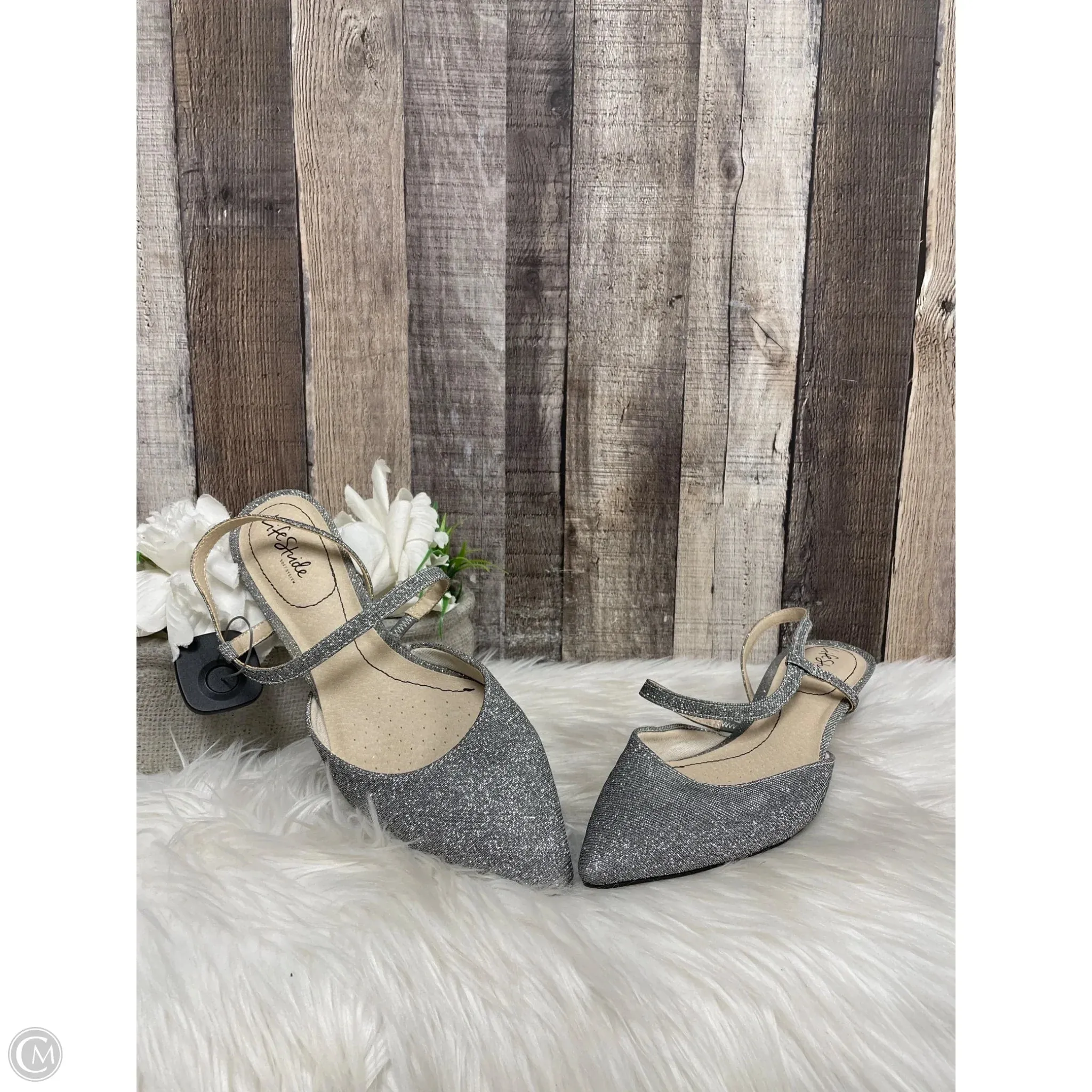 Shoes Heels Block By Life Stride In Silver, Size: 10 Smooth Surface