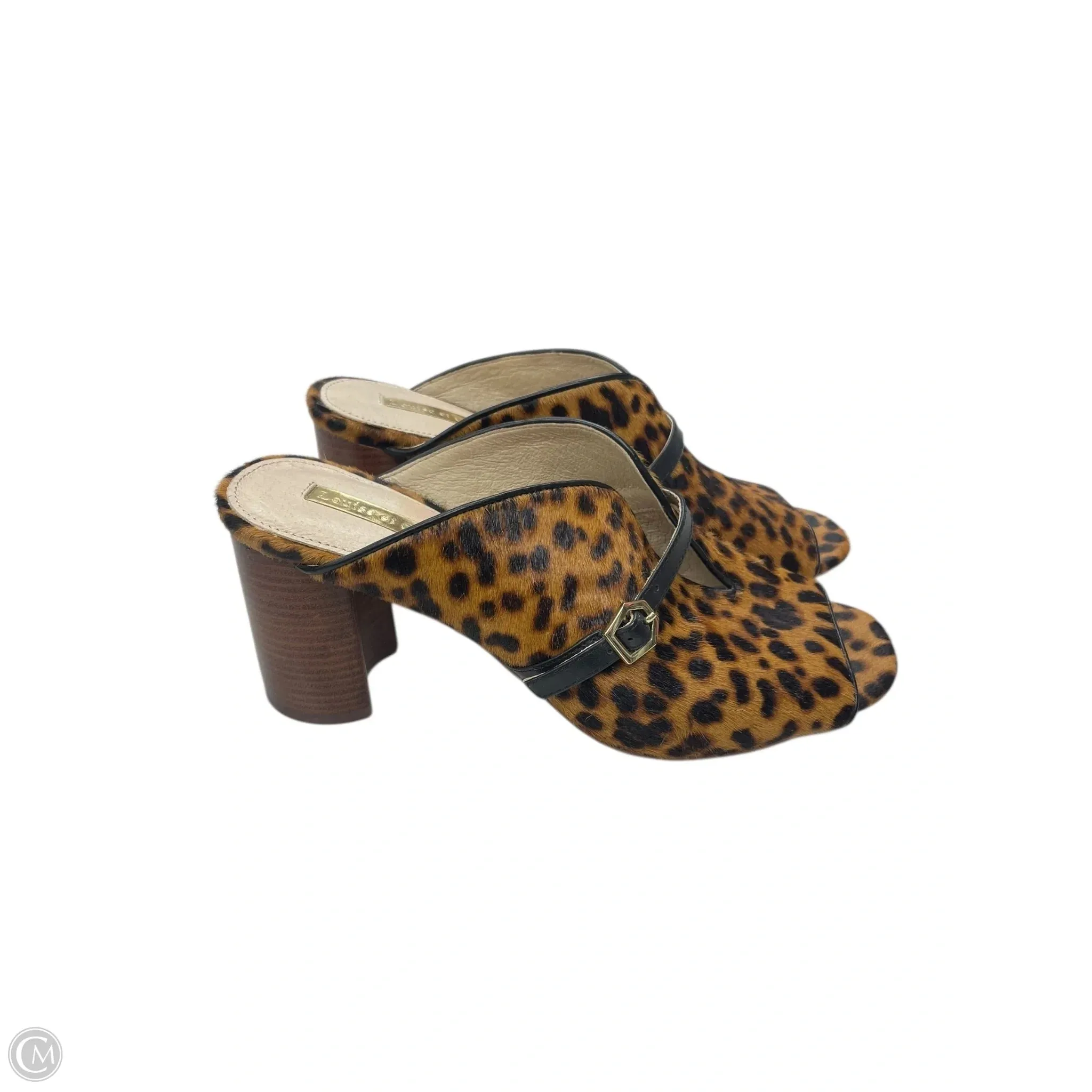 Luxury Heels for Office Travel Light Shoes Heels Block By Louise Et Cie In Animal Print, Size: 8.5