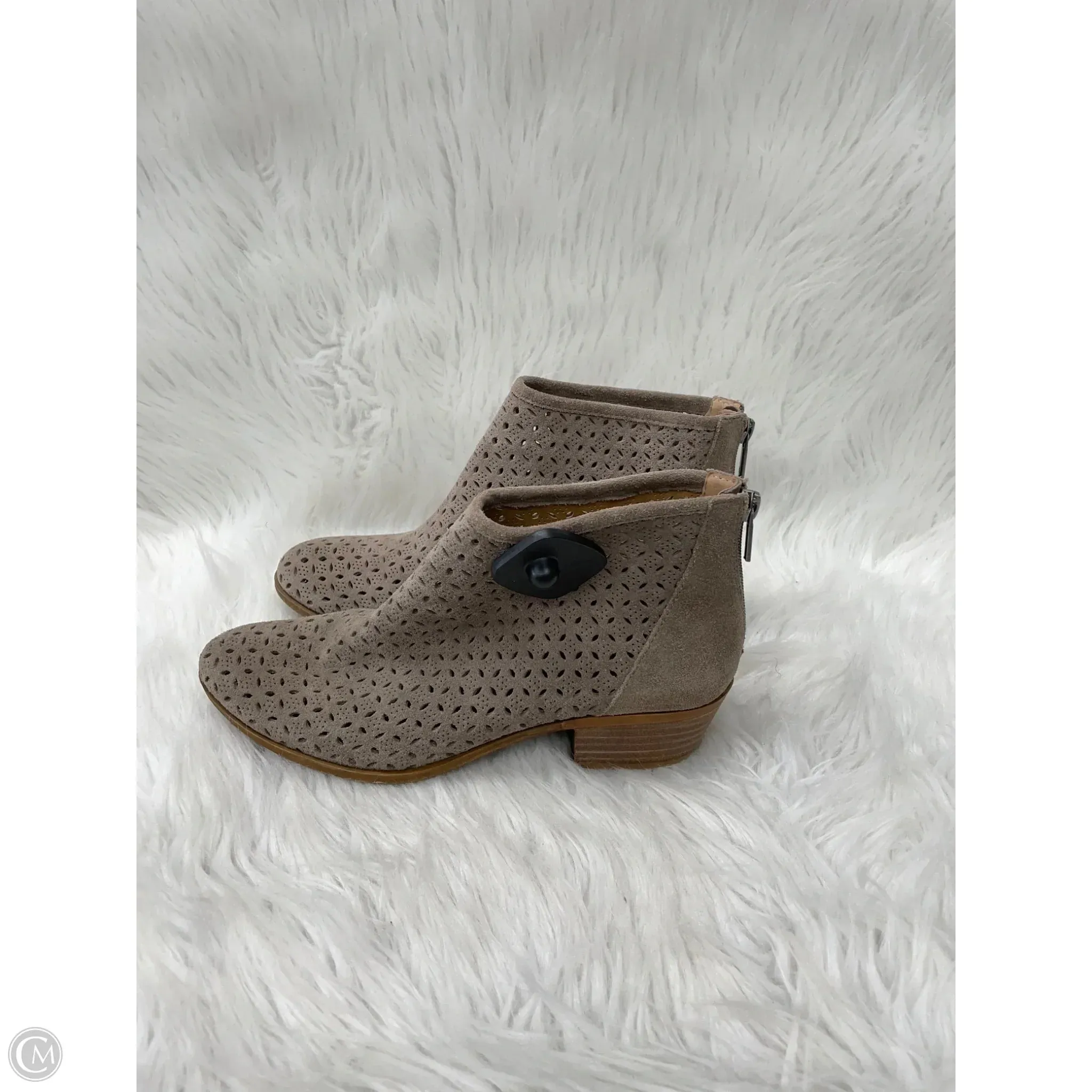 Shoes Heels Block By Lucky Brand In Grey & Tan, Size: 9 Cushioned heel Crystal Heels