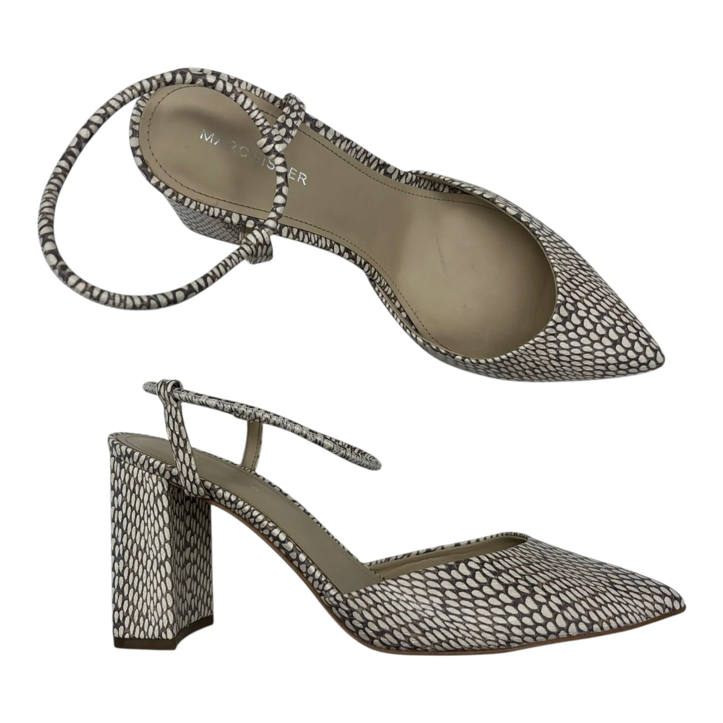 Gentle Finish Peep Toe Booties Shoes Heels Block By Marc Fisher In Cream, Size:10