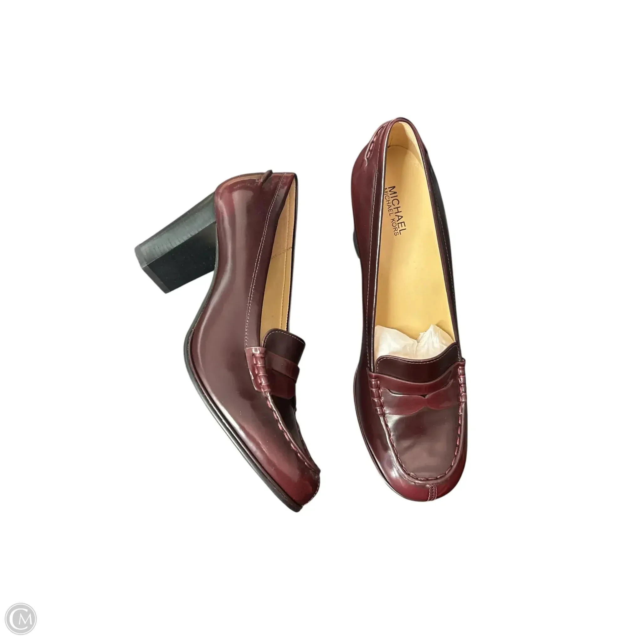 Shoes Heels Block By Michael By Michael Kors In Maroon, Size: 8 Sleek Leather Pumps
