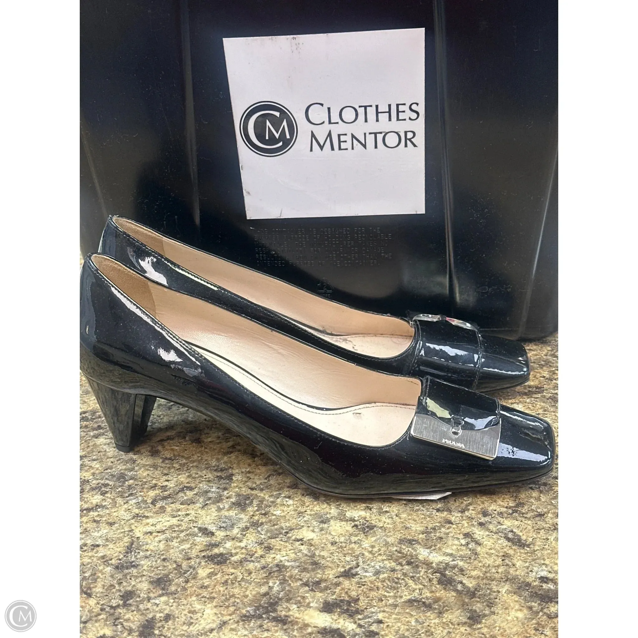 Platform Booties Shoes Heels Block By Prada In Black, Size: 39