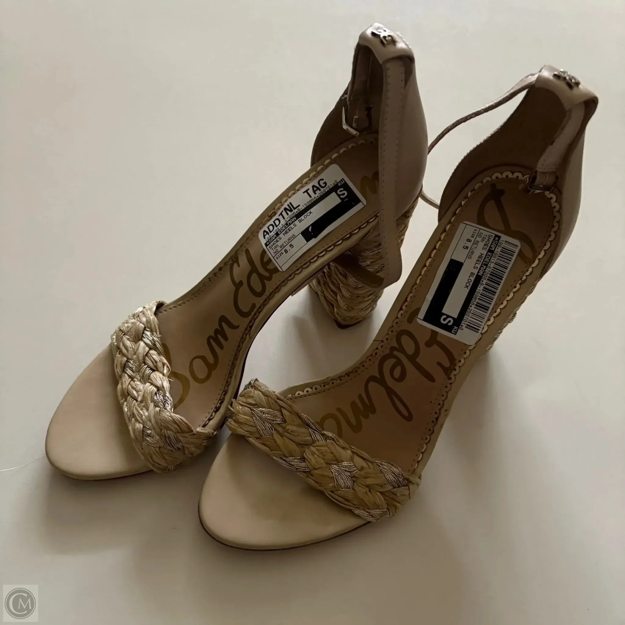 Synthetic Shoes Heels Block By Sam Edelman In Tan, Size: 8.5