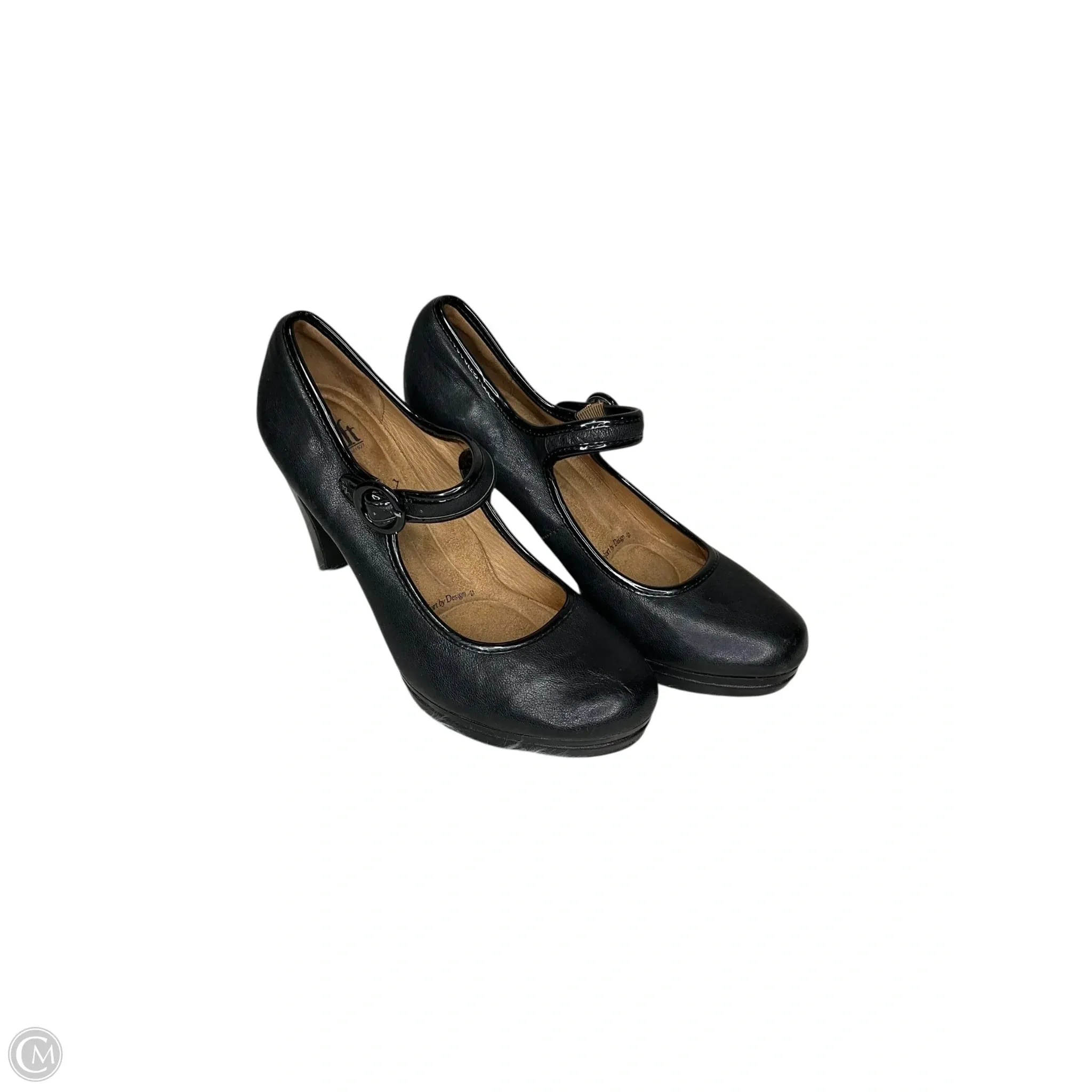 Classic Style Pink Heels Shoes Heels Block By Sofft In Black, Size: 8.5