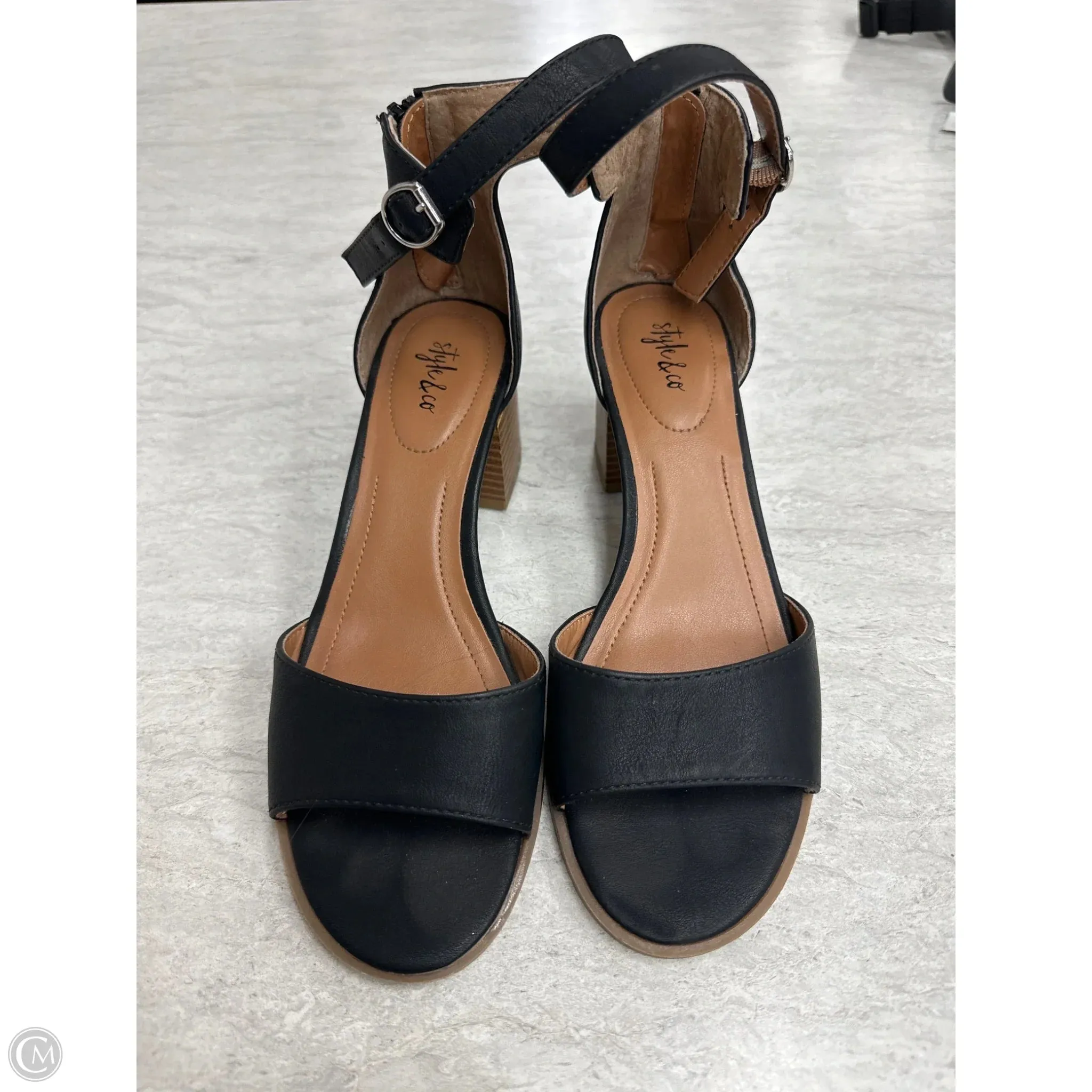 Luxe Heeled Sandals Luxe Edge Shoes Heels Block By Style And Company In Black, Size: 6.5