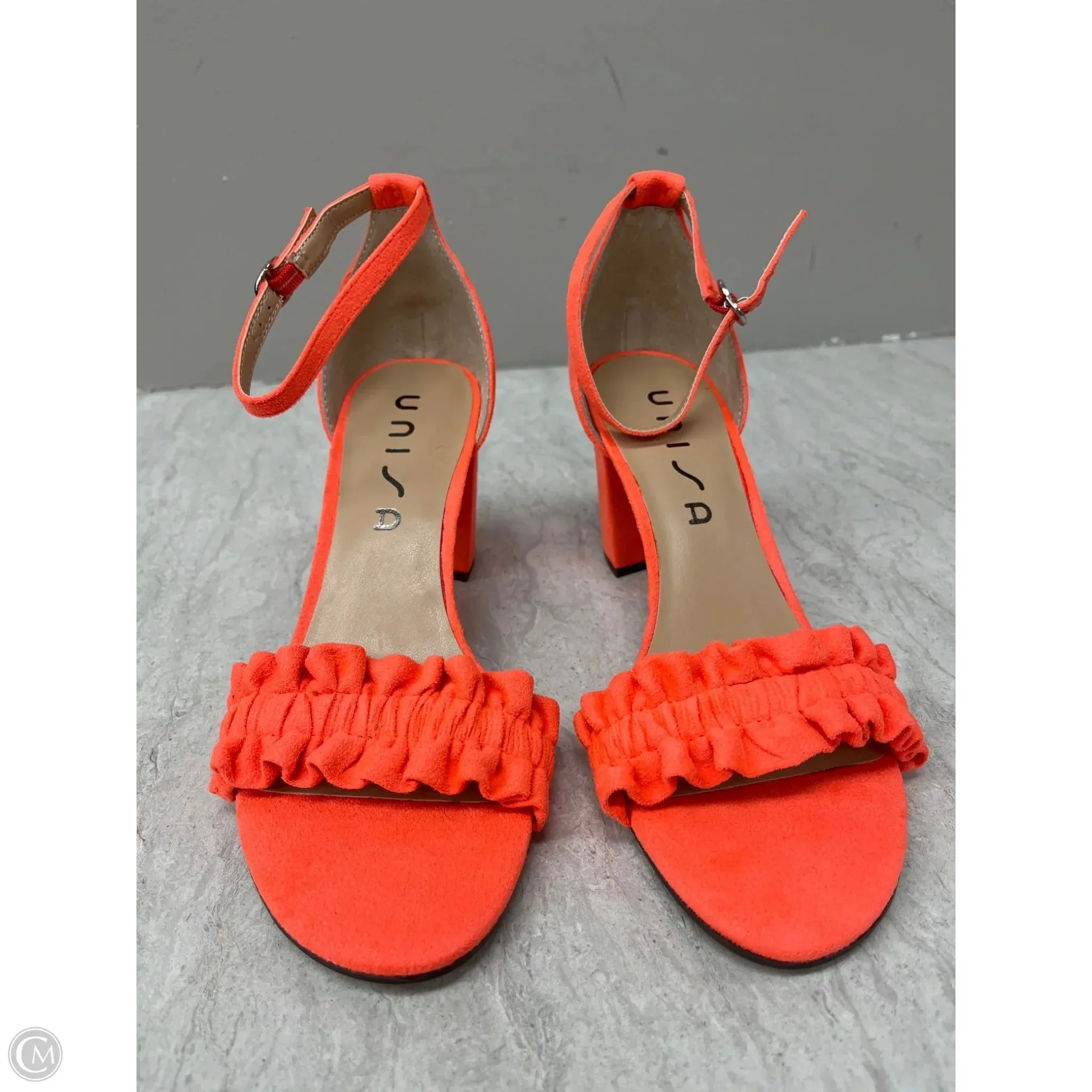 portable Formal Footwear Shoes Heels Block By Unisa In Orange, Size: 8
