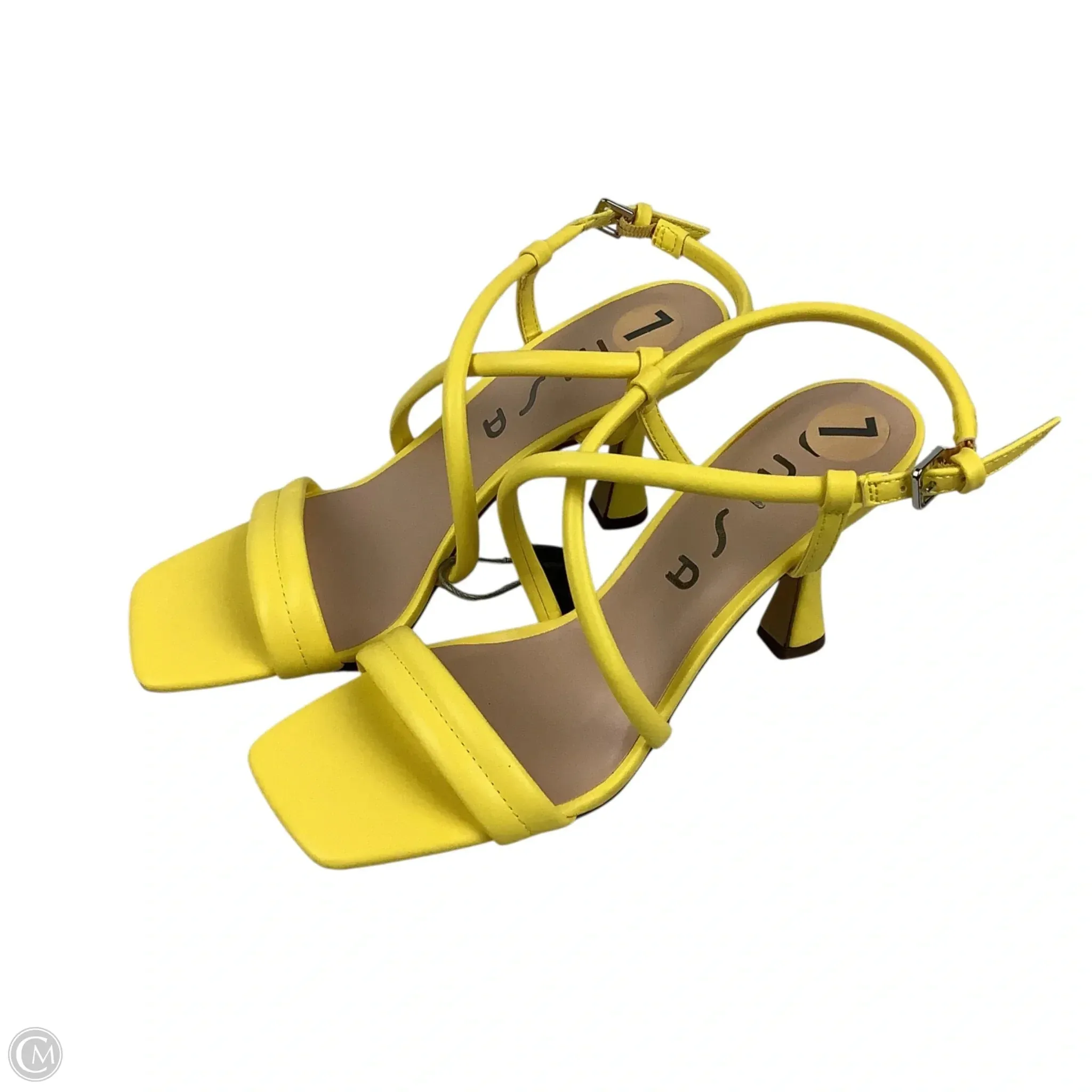 Shoes Heels Block By Unisa In Yellow, Size: 7 Creative Mood