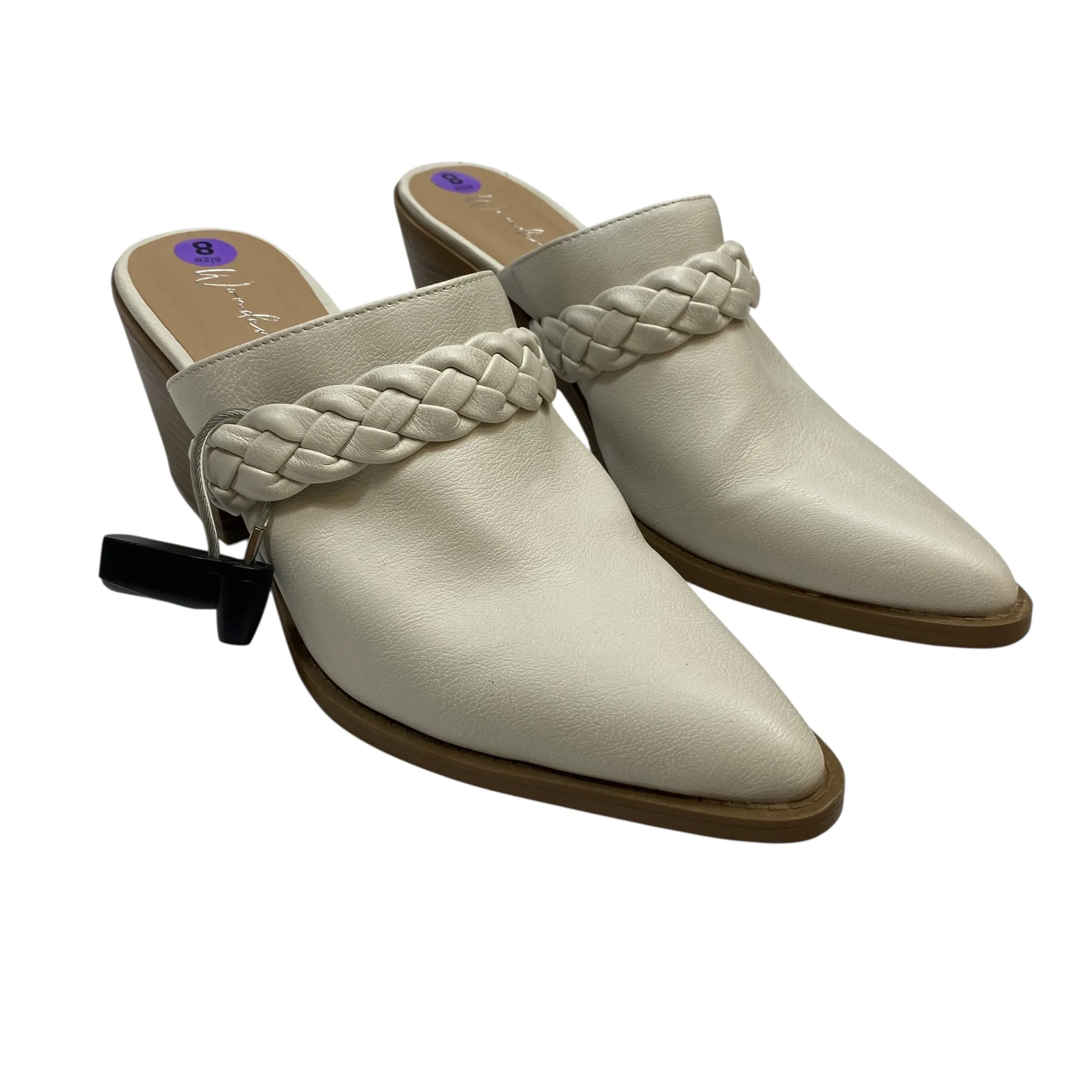 Statement style Shoes Heels Block By Wonderly In Cream, Size:8