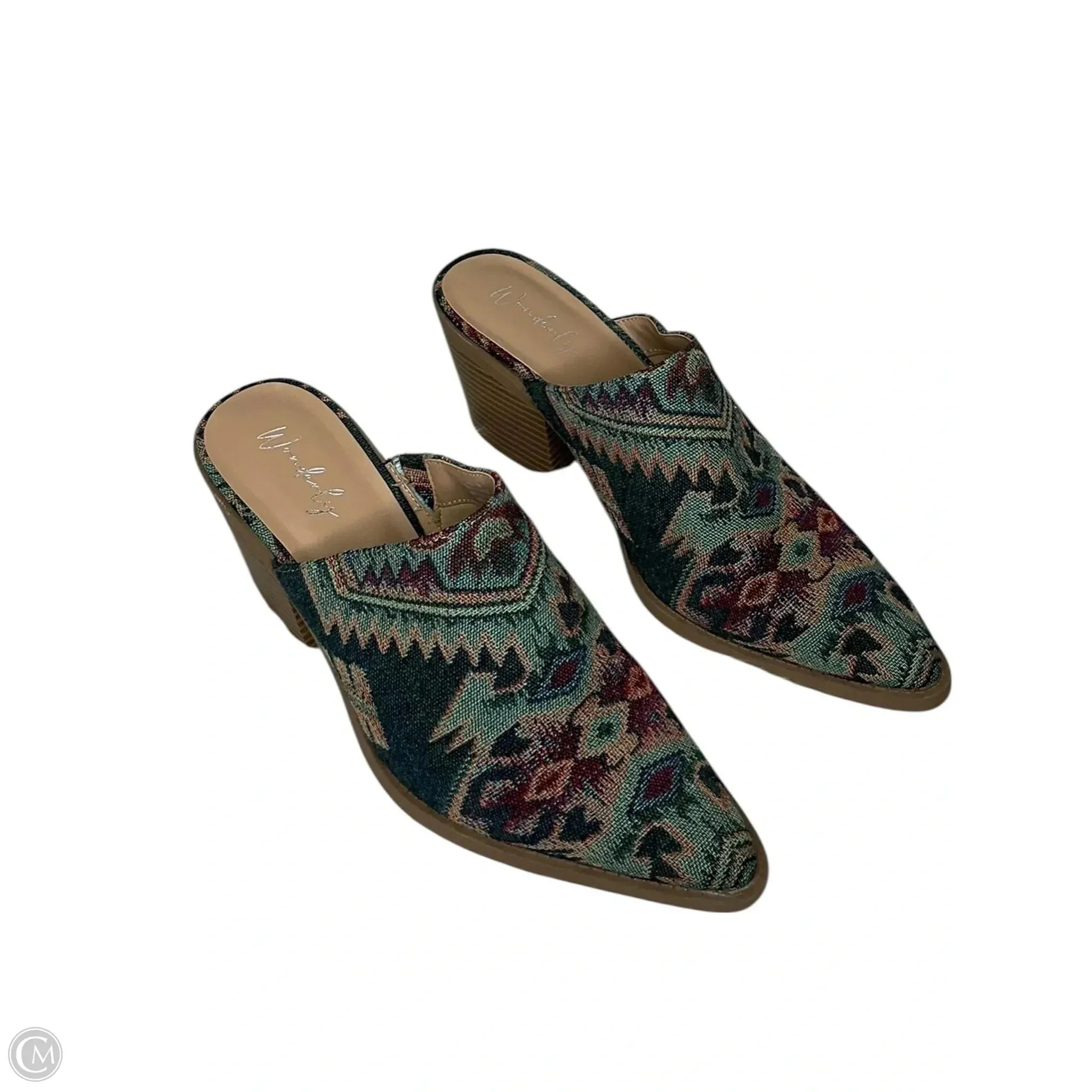 Vintage Pumps Cushioned Insole Shoes Heels Block By Wonderly In Multi-colored, Size: 9