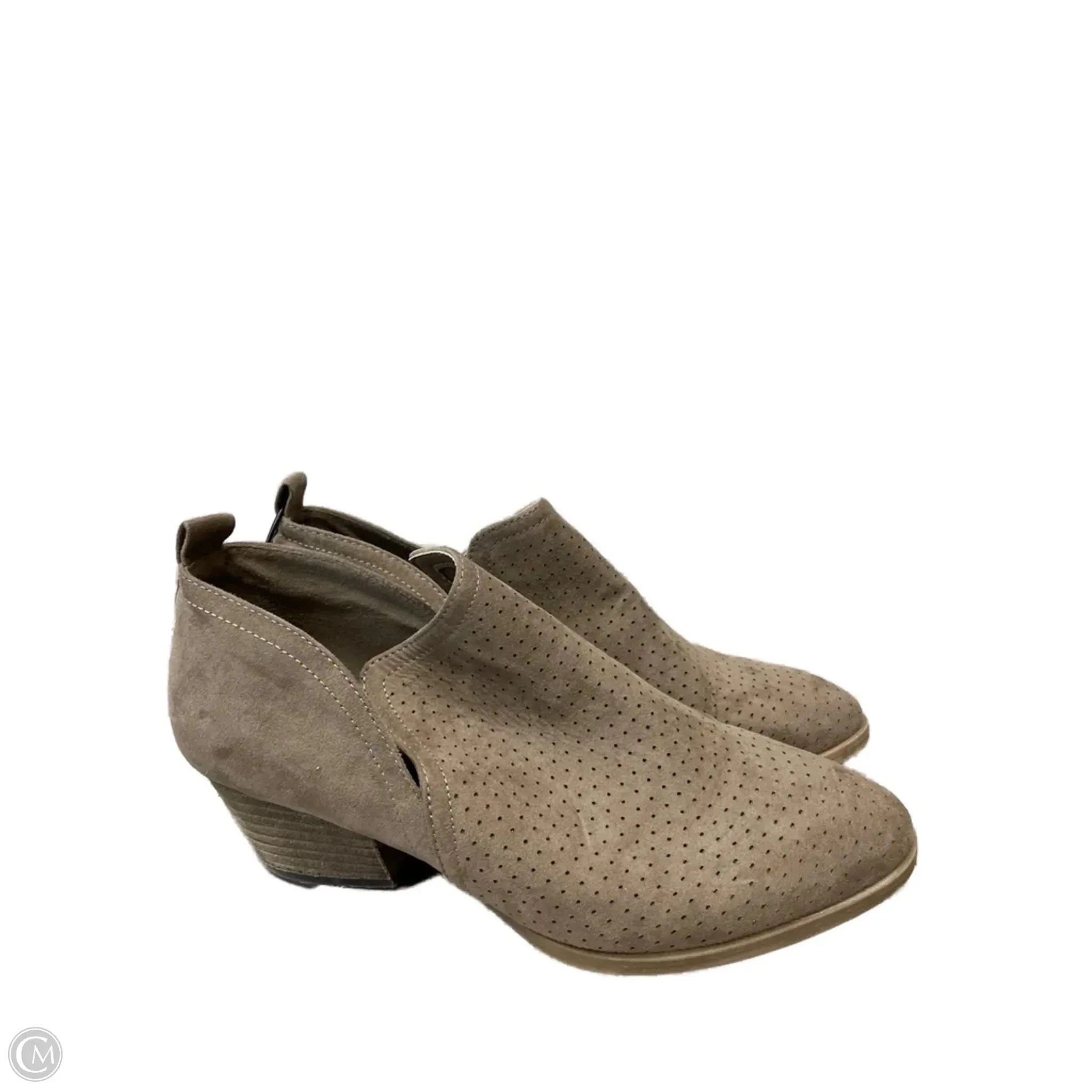 Open Toe Shoes Heels Block By Xappeal In Taupe, Size: 7.5