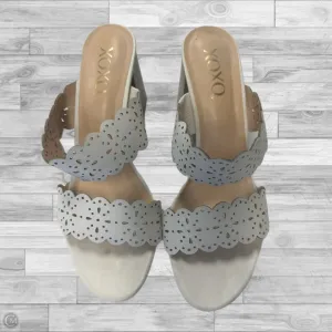 Cute Party Heels Peep Toe Leather Pumps Shoes Heels Block By Xoxo In White, Size: 10