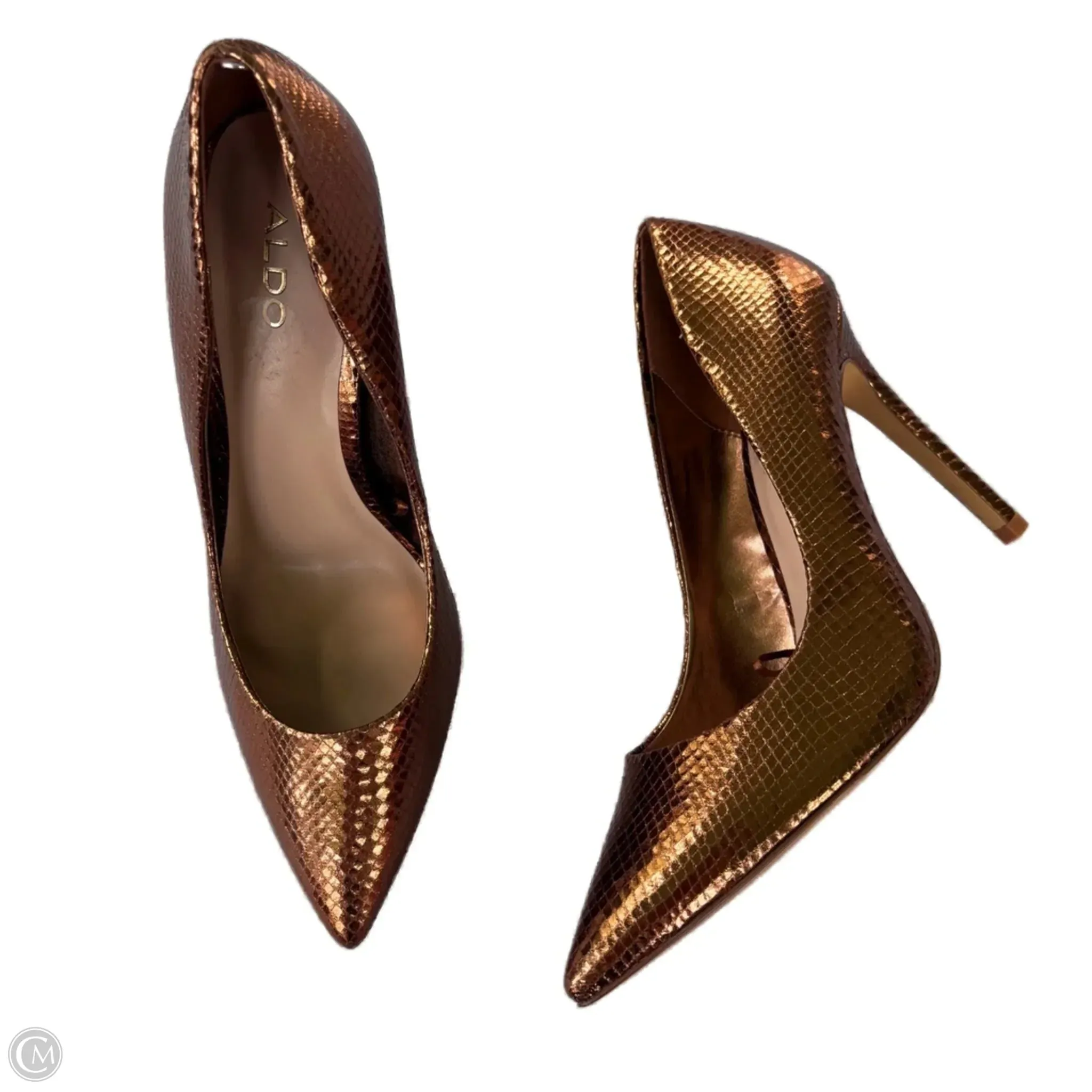 Shoes Heels Stiletto By Aldo In Bronze, Size: 8.5 Customizable Seasonal Feel