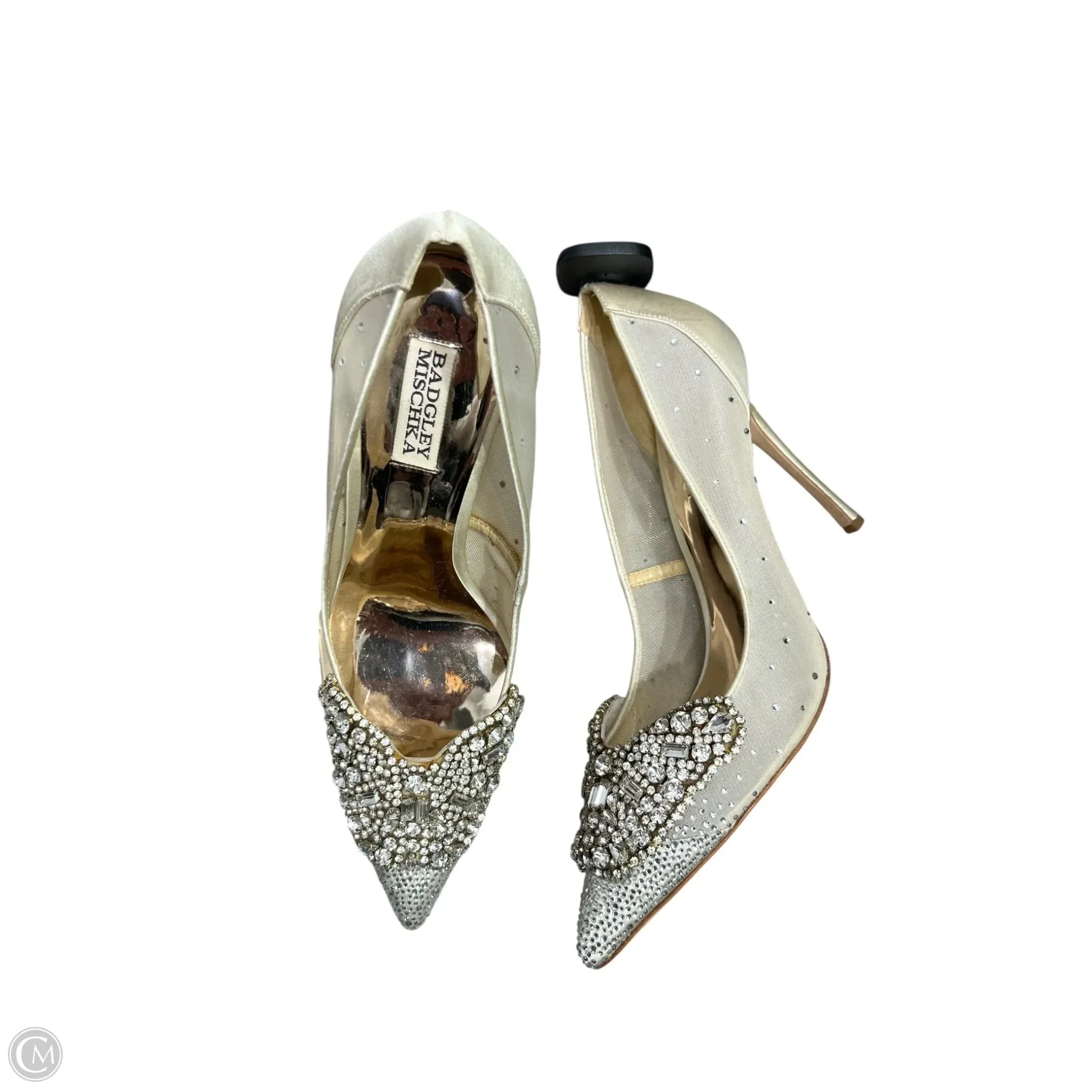 Shoes Heels Stiletto By Badgley Mischka In Cream & Silver, Size: 10 Glamorous Heels
