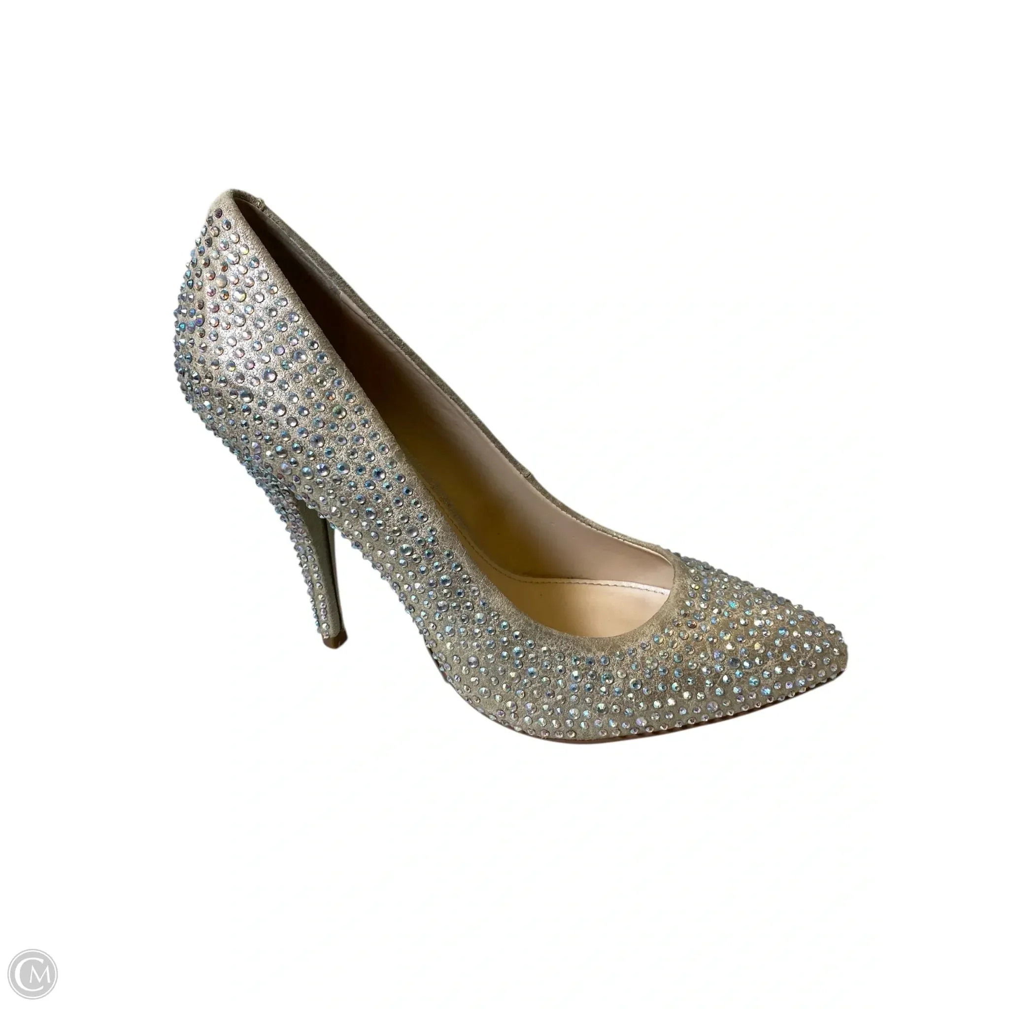 Glam Heeled Sandals Shoes Heels Stiletto By Betsey Johnson In Gold, Size: 8