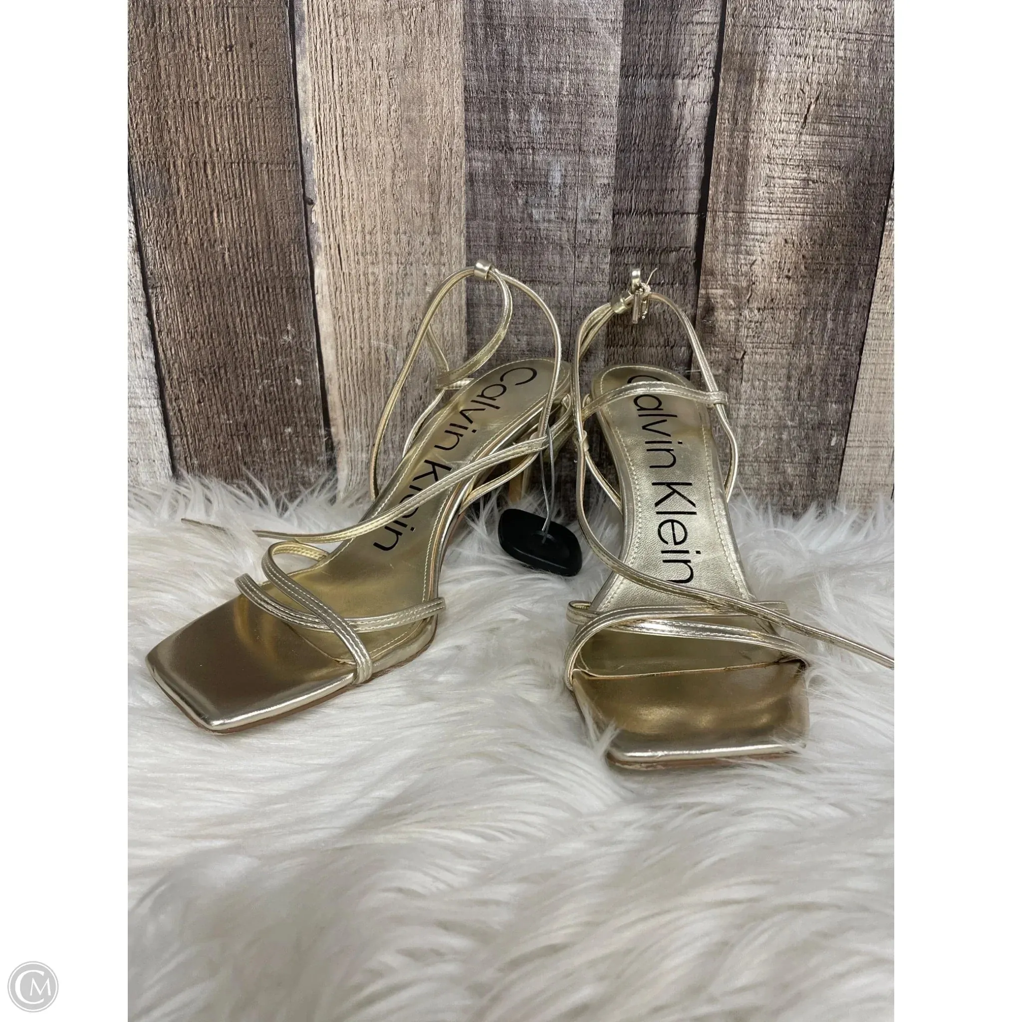 Durable Material Stylish Look Shoes Heels Stiletto By Calvin Klein In Gold, Size: 8