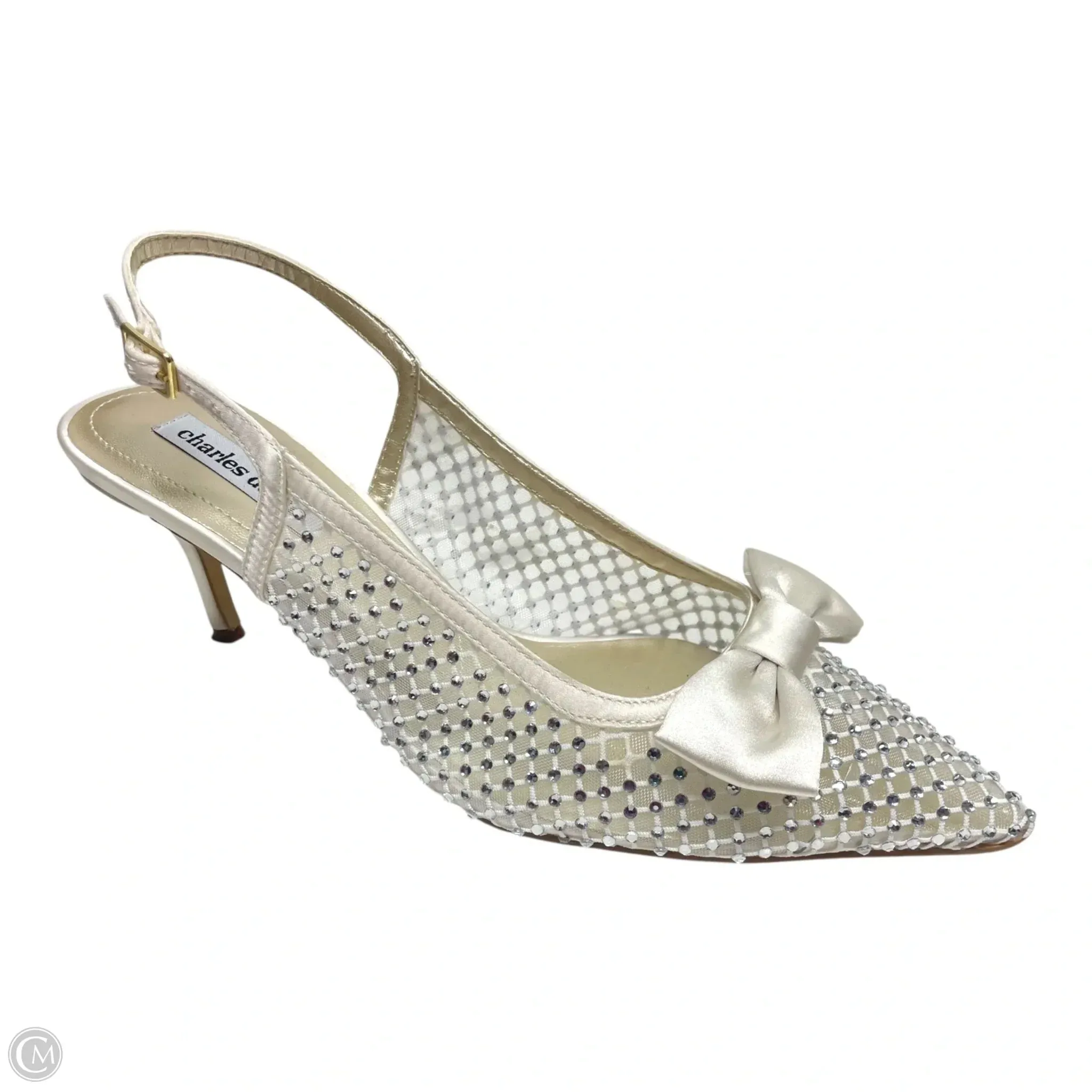 Shoes Heels Stiletto By Charles David In White, Size: 10 Tapered Heel Ventilated