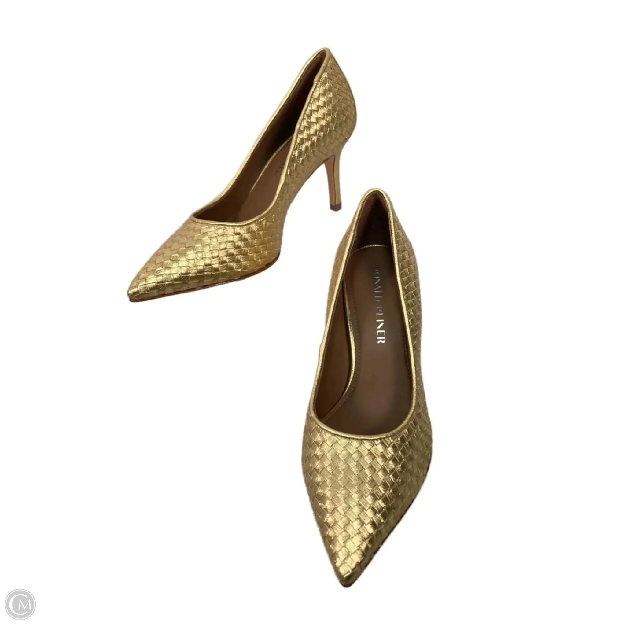 Suede Shoes Heels Stiletto By Donald Pliner In Gold, Size: 7