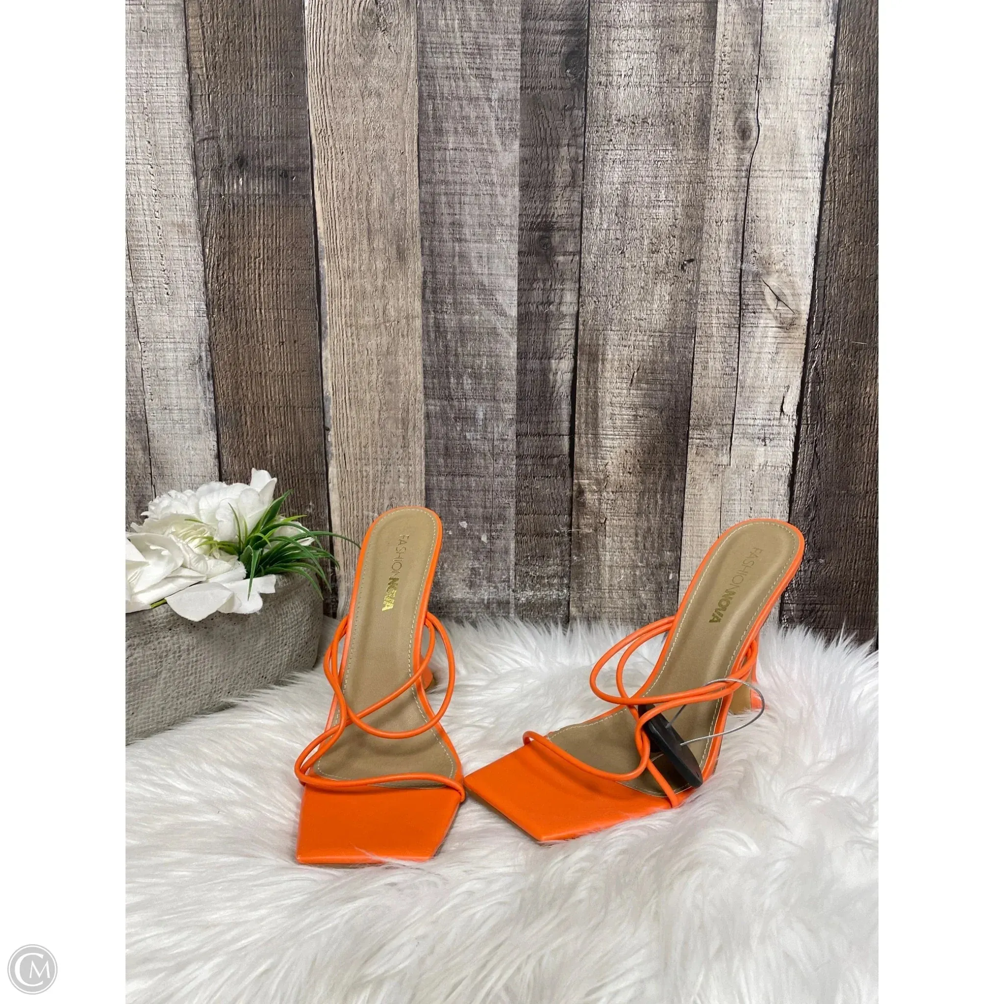 Shoes Heels Stiletto By Fashion Nova In Orange, Size: 9 Textured Heels