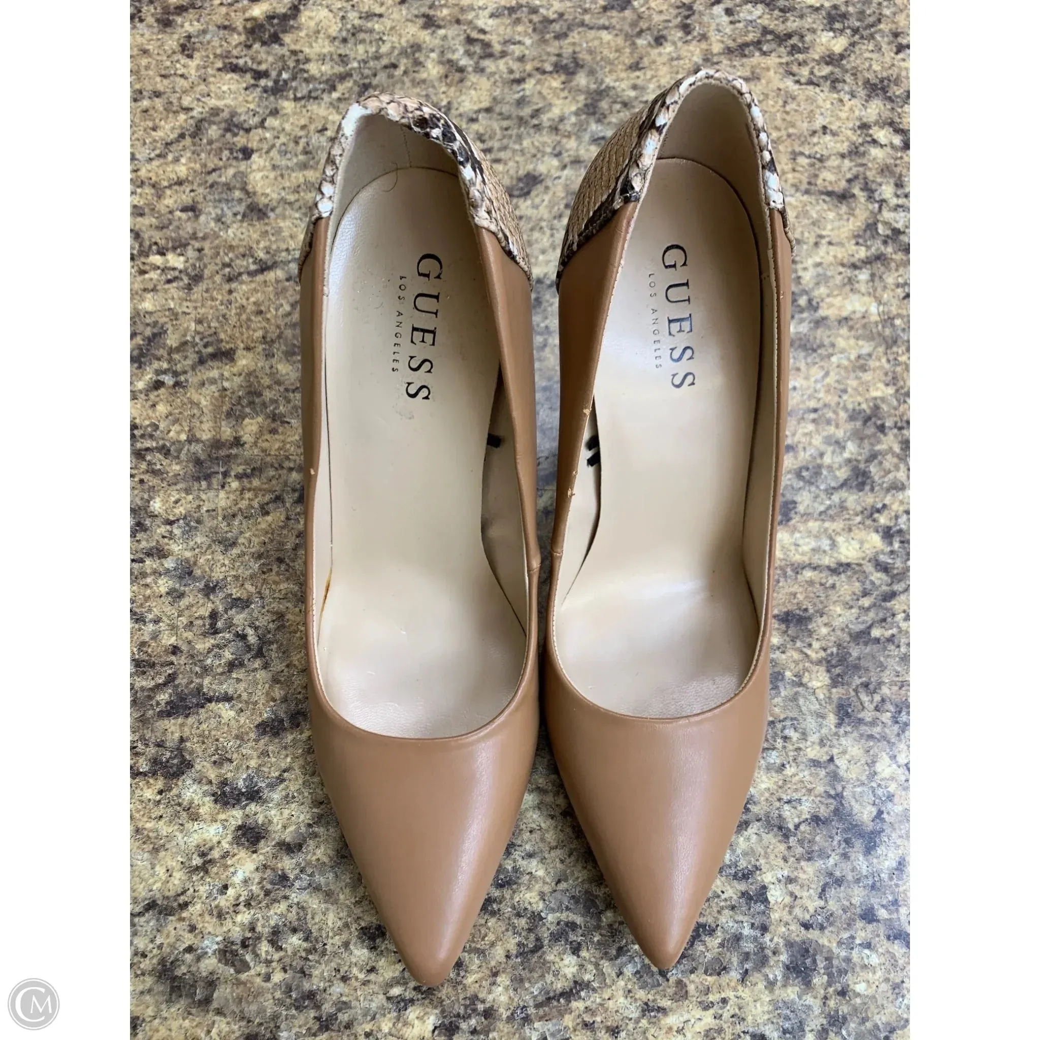 Shoes Heels Stiletto By Guess In Beige, Size: 8 Sleek Leather Pumps
