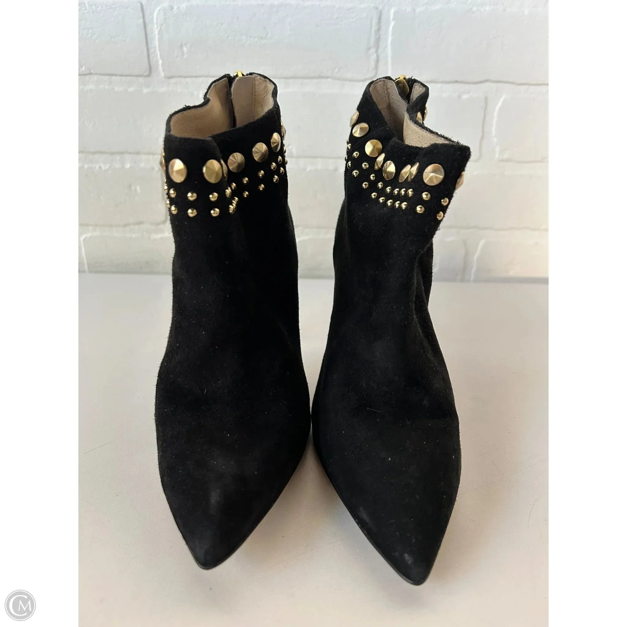 Luxury Detail Shoes Heels Stiletto By Joan And David In Black & Gold, Size: 6
