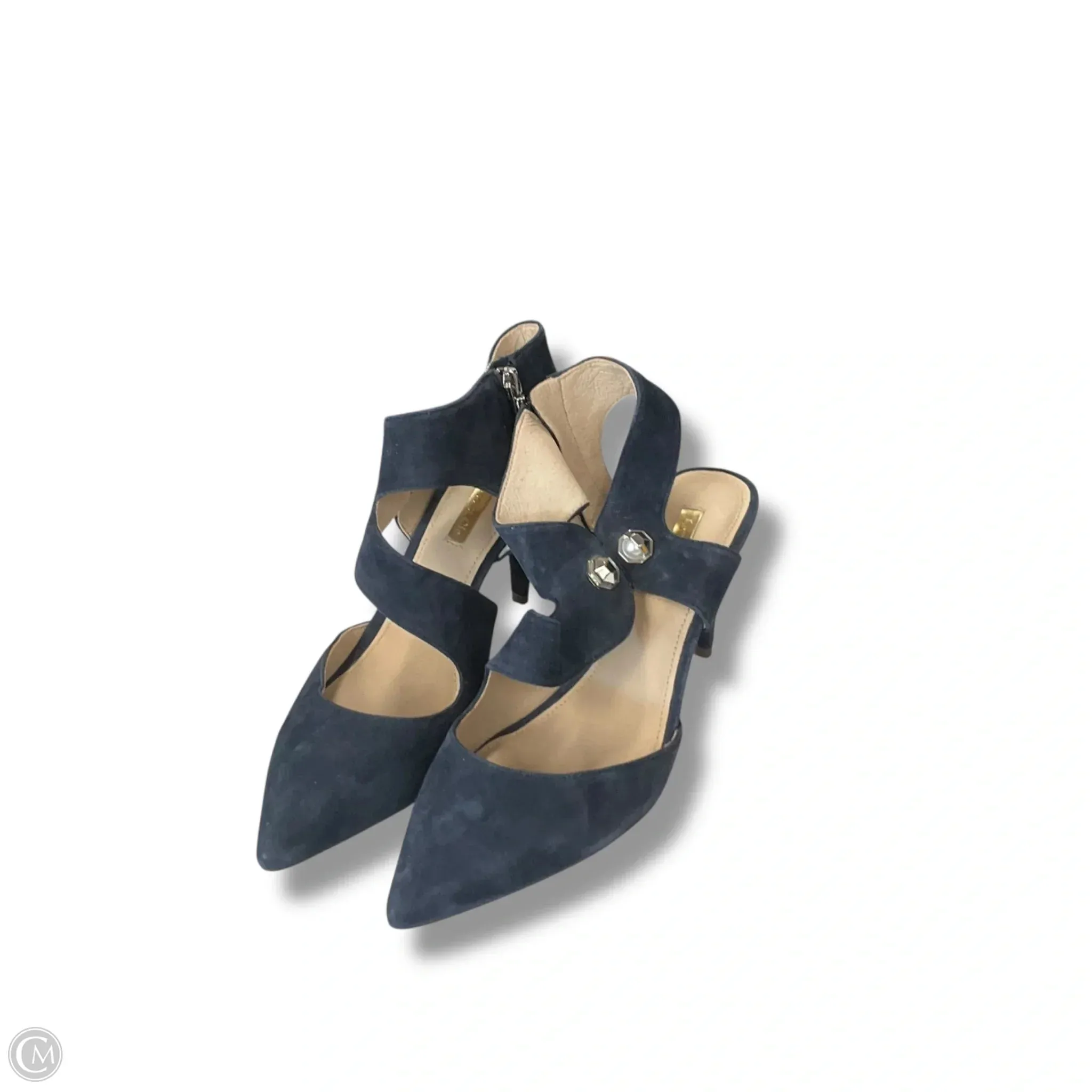 Peep Toe Booties Shoes Heels Stiletto By Louise Et Cie In Blue, Size: 7.5
