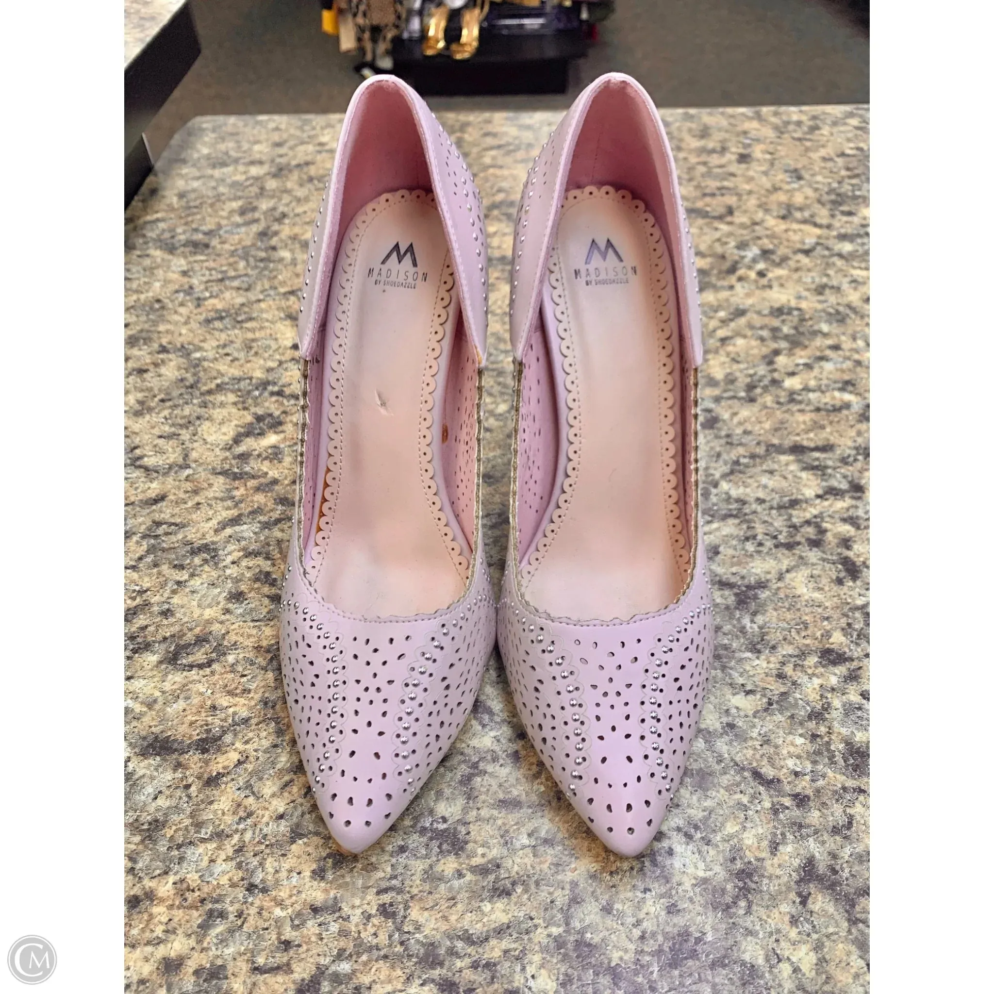Shoes Heels Stiletto By Shoedazzle In Pink, Size: 10 Gold High Heeled Sandals Sophisticated Pumps