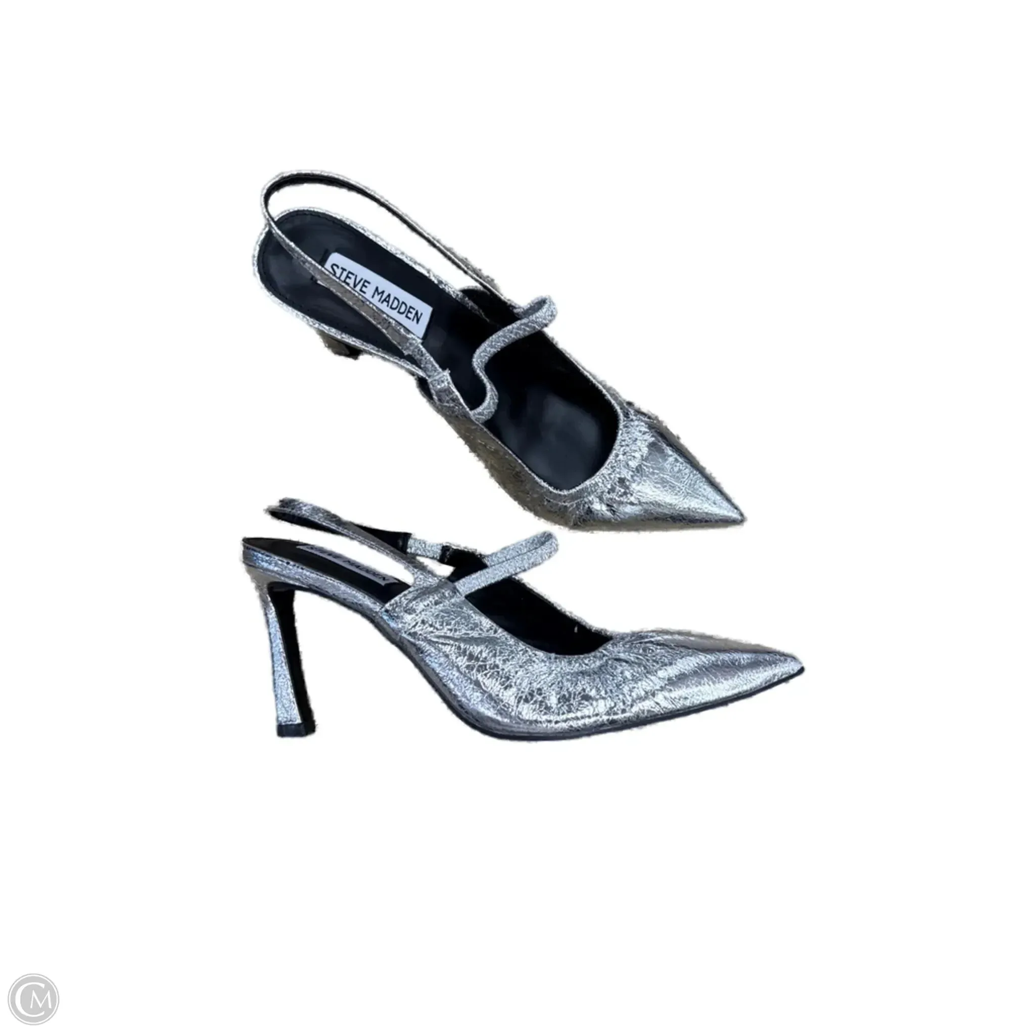 Designer Stilettos Shoes Heels Stiletto By Steve Madden In Silver, Size: 9