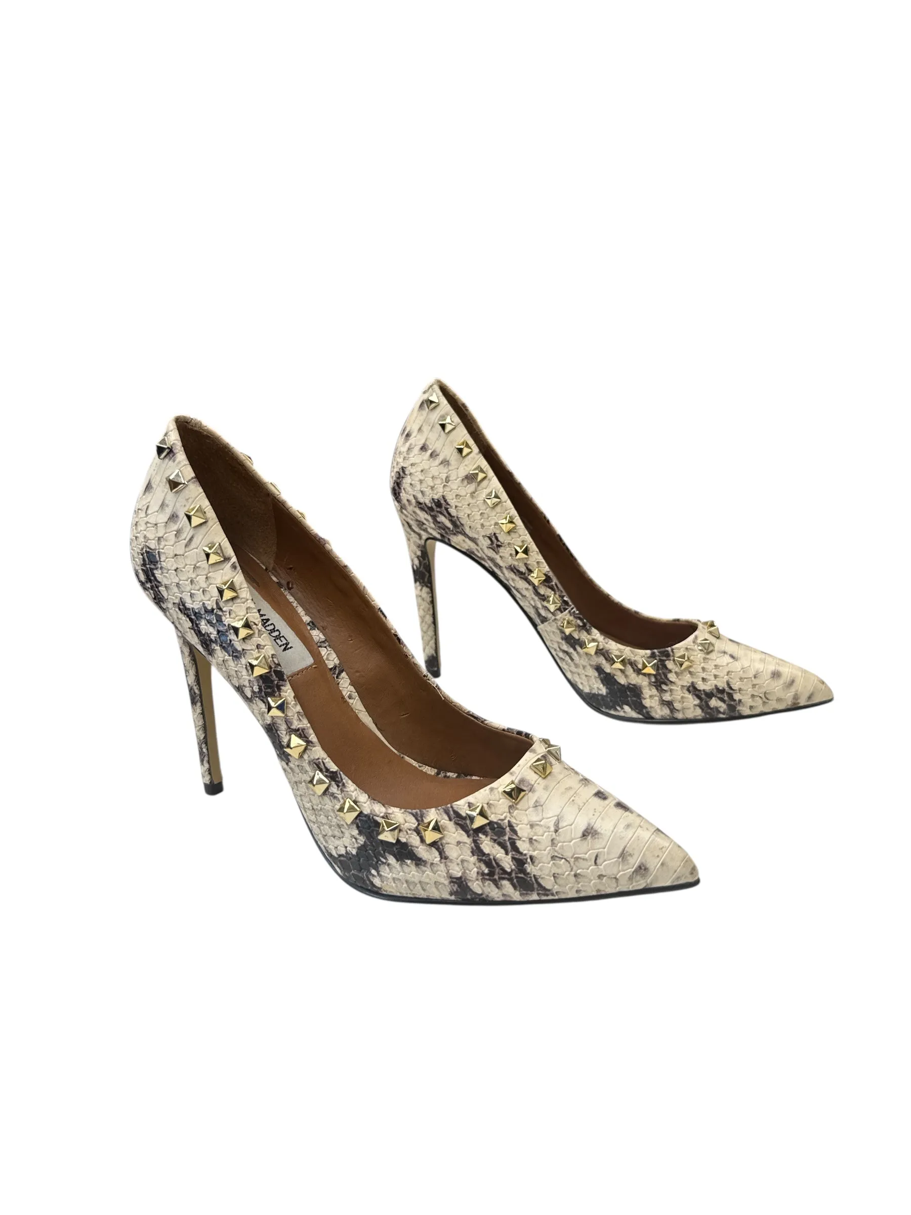 Comfortable Backstrap SHOES HEELS STILETTO by STEVE MADDEN In SNAKESKIN PRINT, Size: 8