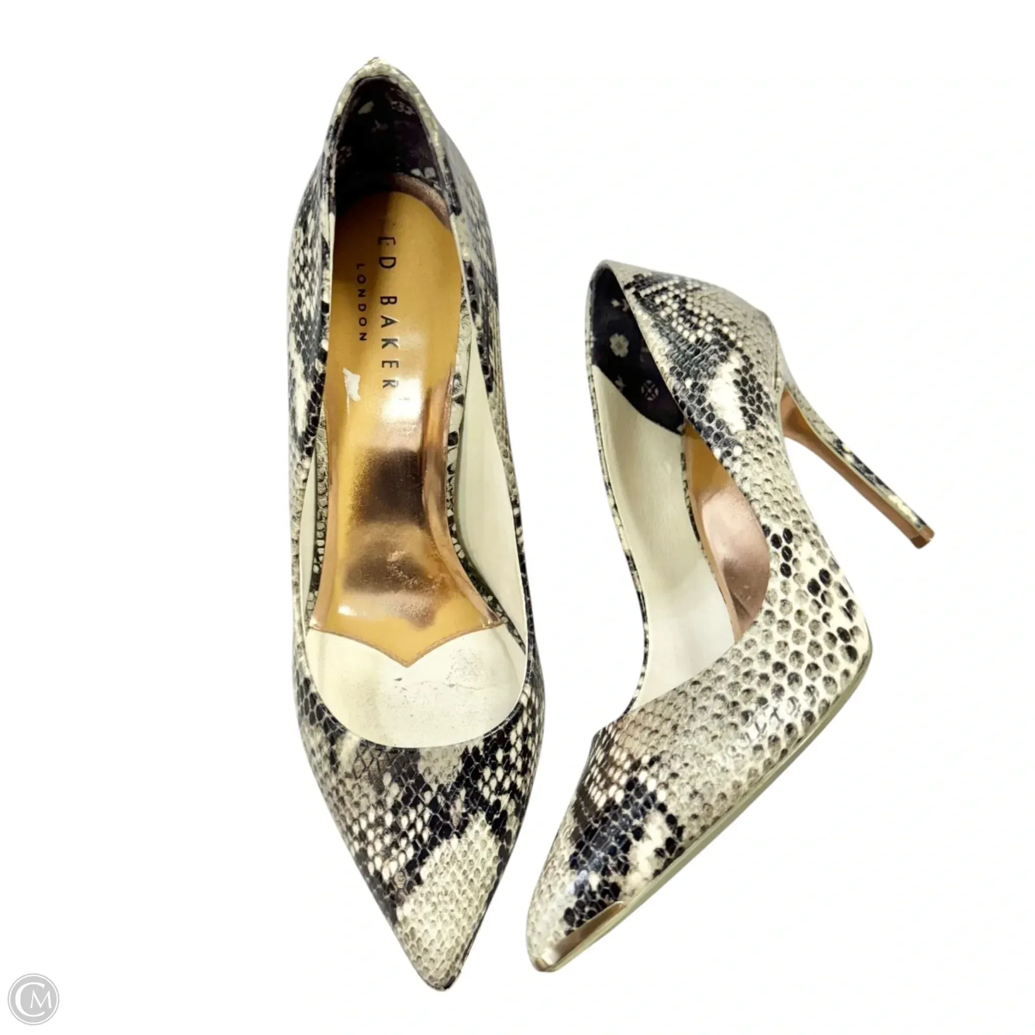 Shoes Heels Stiletto By Ted Baker In Snakeskin Print, Size: 10 Special Occasion Shoes Textured Finish