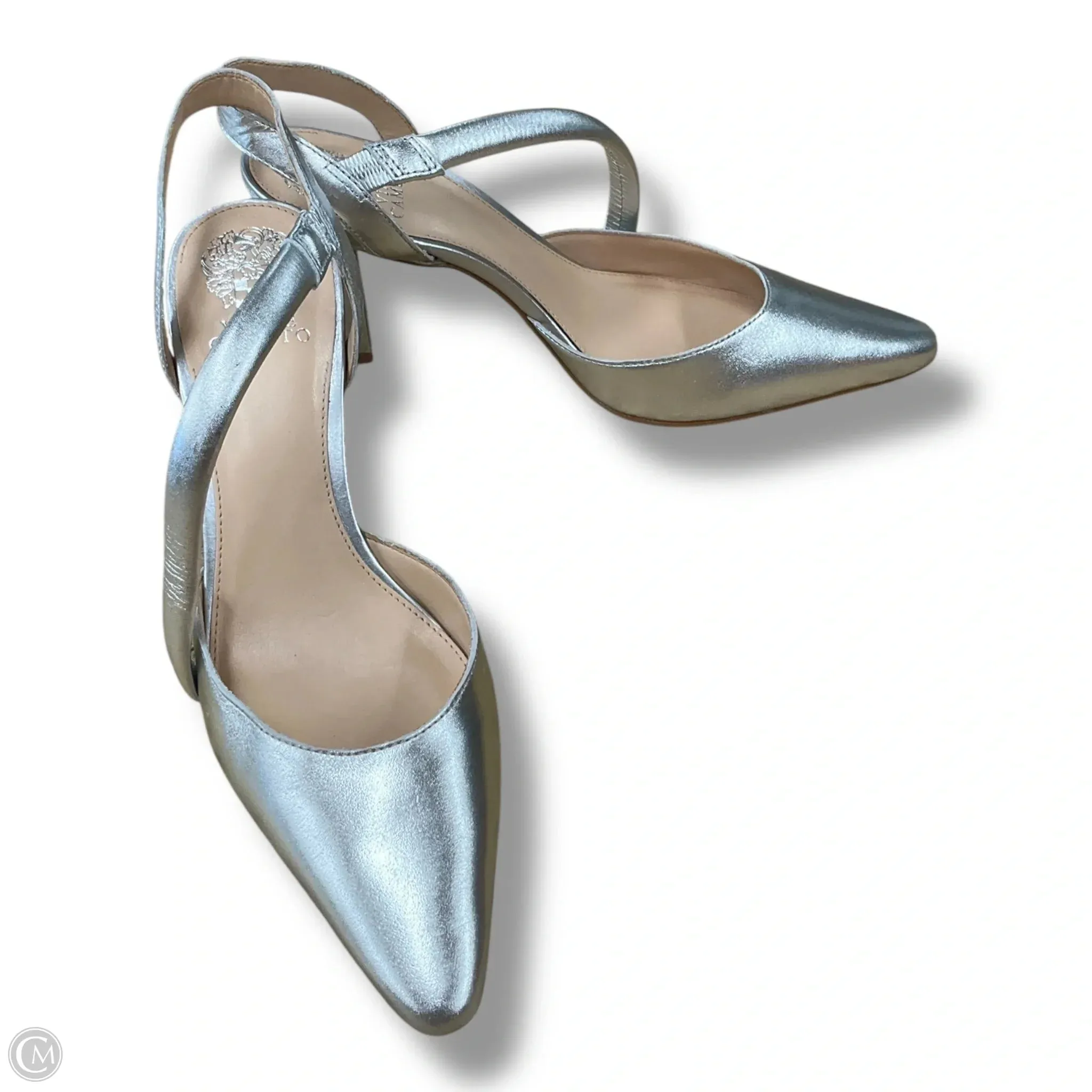 Stylish Mood Textured Heels Shoes Heels Stiletto By Vince Camuto In Silver, Size: 10
