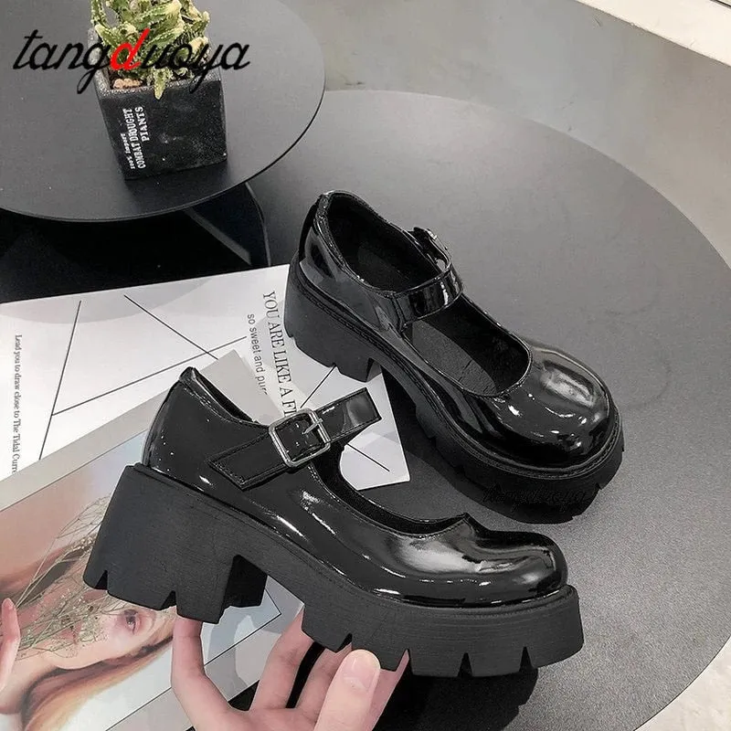 Shoes Women heels mary janes platform Lolita shoes on heels Pumps Women&#39;s Japanese Style Vintage Girls High Heel shoes for women