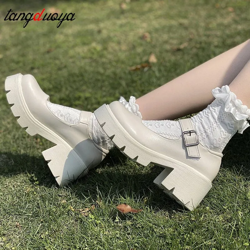 Shoes Women heels mary janes platform Lolita shoes on heels Pumps Women&#39;s Japanese Style Vintage Girls High Heel shoes for women