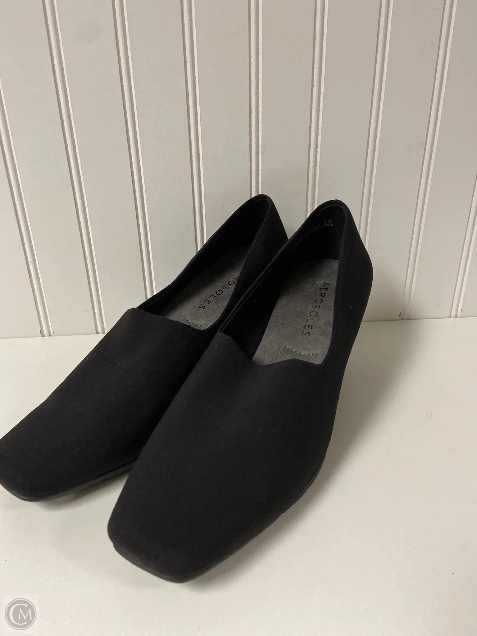 Elastic Strap Shoes Heels Block By Aerosoles In Black, Size: 9.5