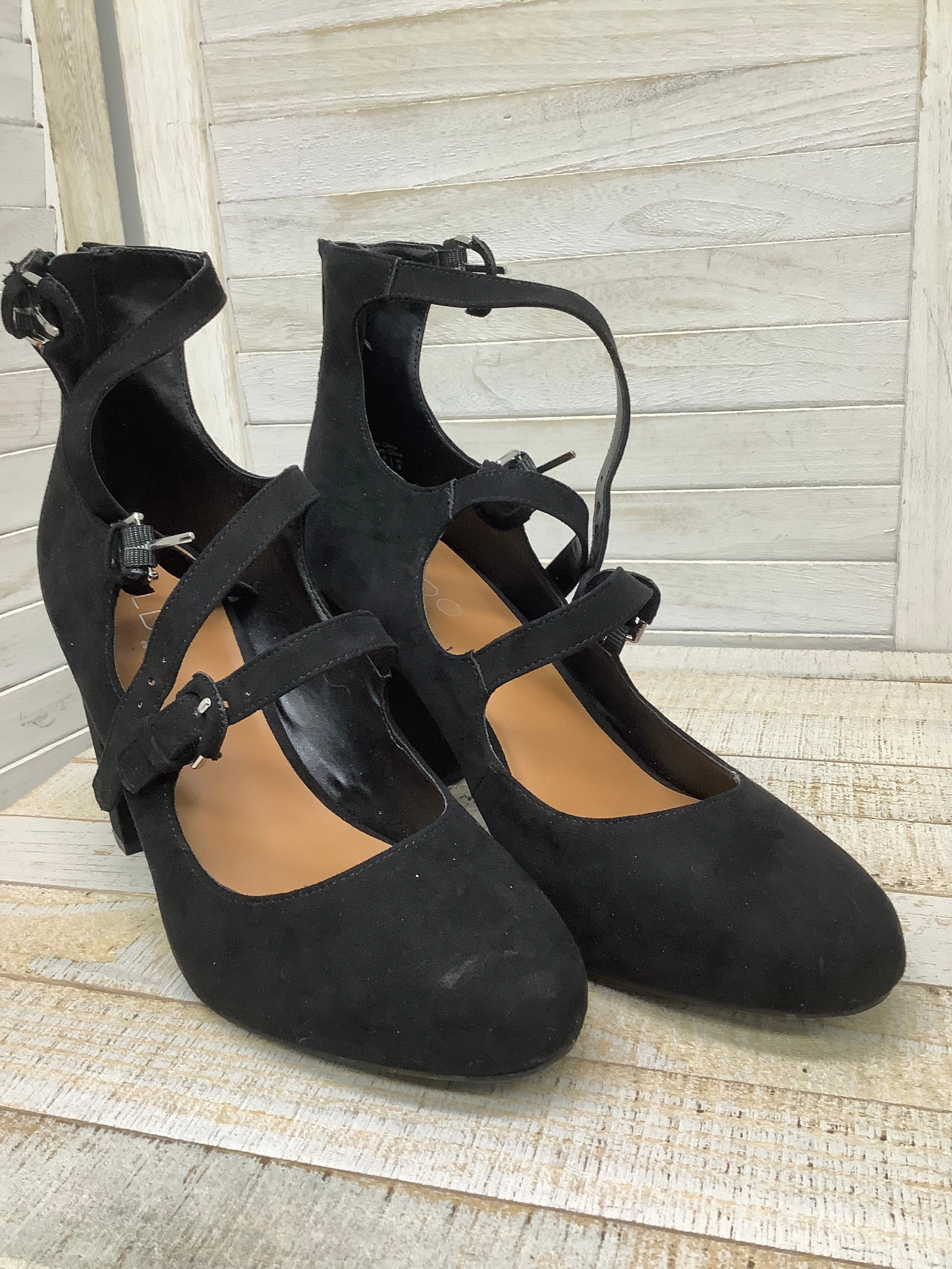 Luxury Sandals Shoes Heels Block By Aldo In Black, Size: 10