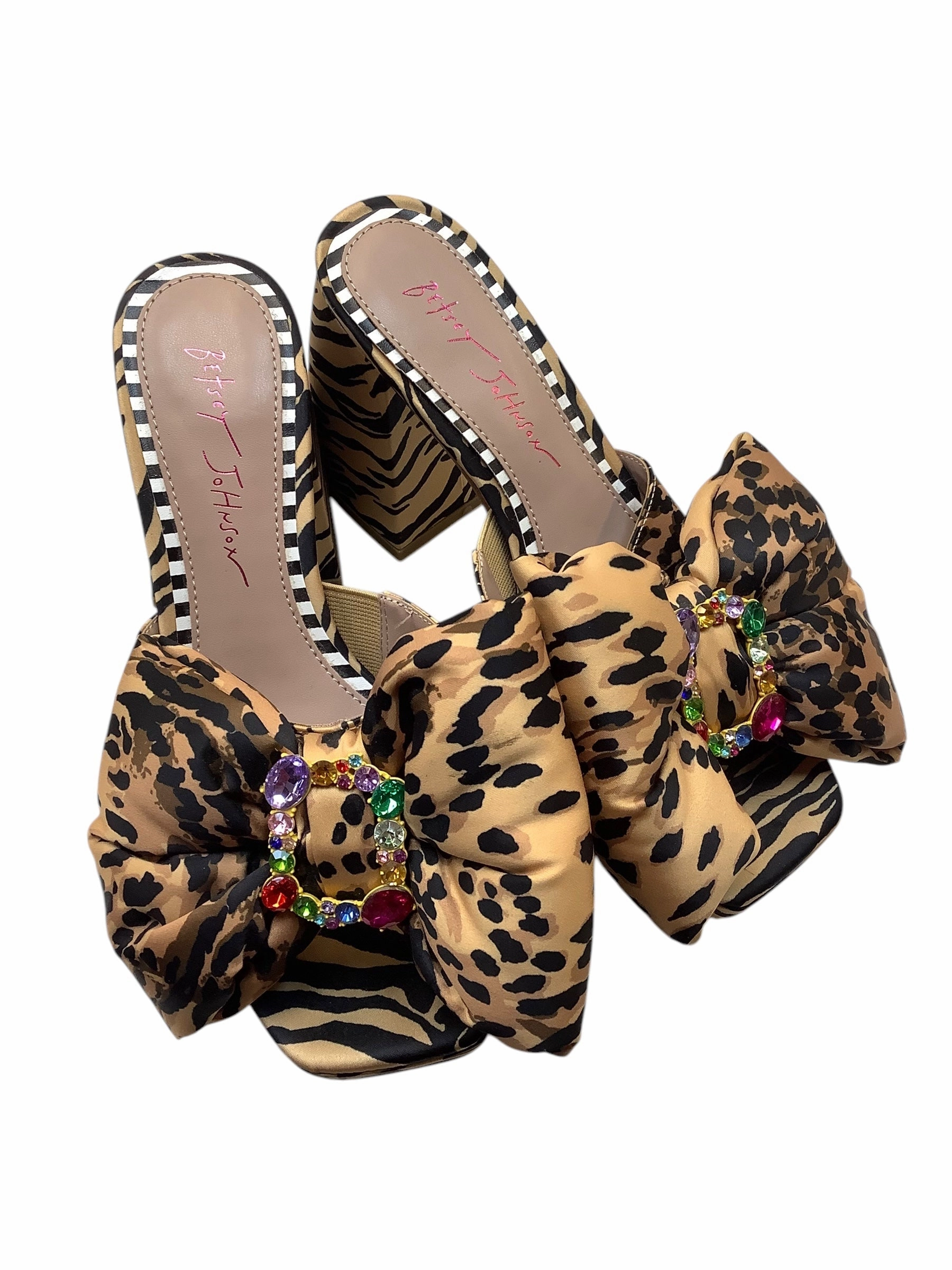 Durable Material Comfort Technology Shoes Heels Block By Betsey Johnson In Animal Print, Size: 7