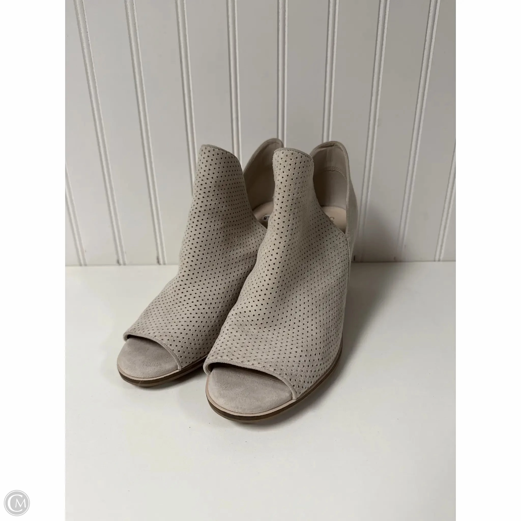 Breathable mesh Velvet Wedding Heels Shoes Heels Block By Cole-haan In Beige, Size: 8.5
