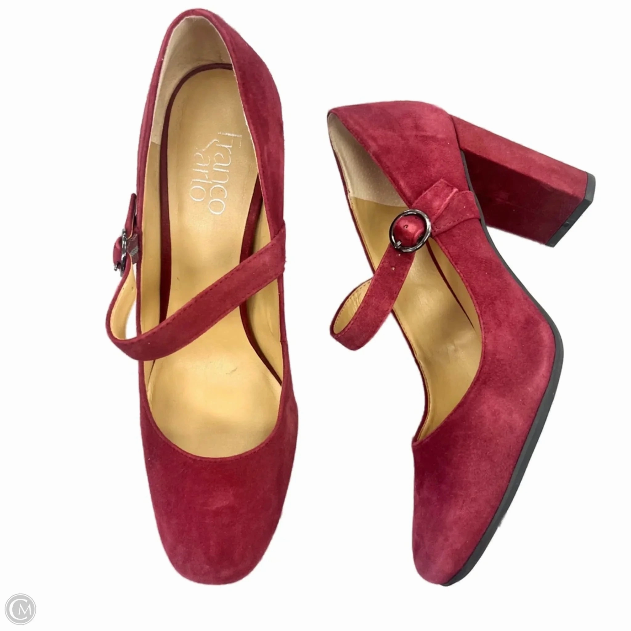 Elastic Band Modern Edge Shoes Heels Block By Franco Sarto In Red, Size: 9