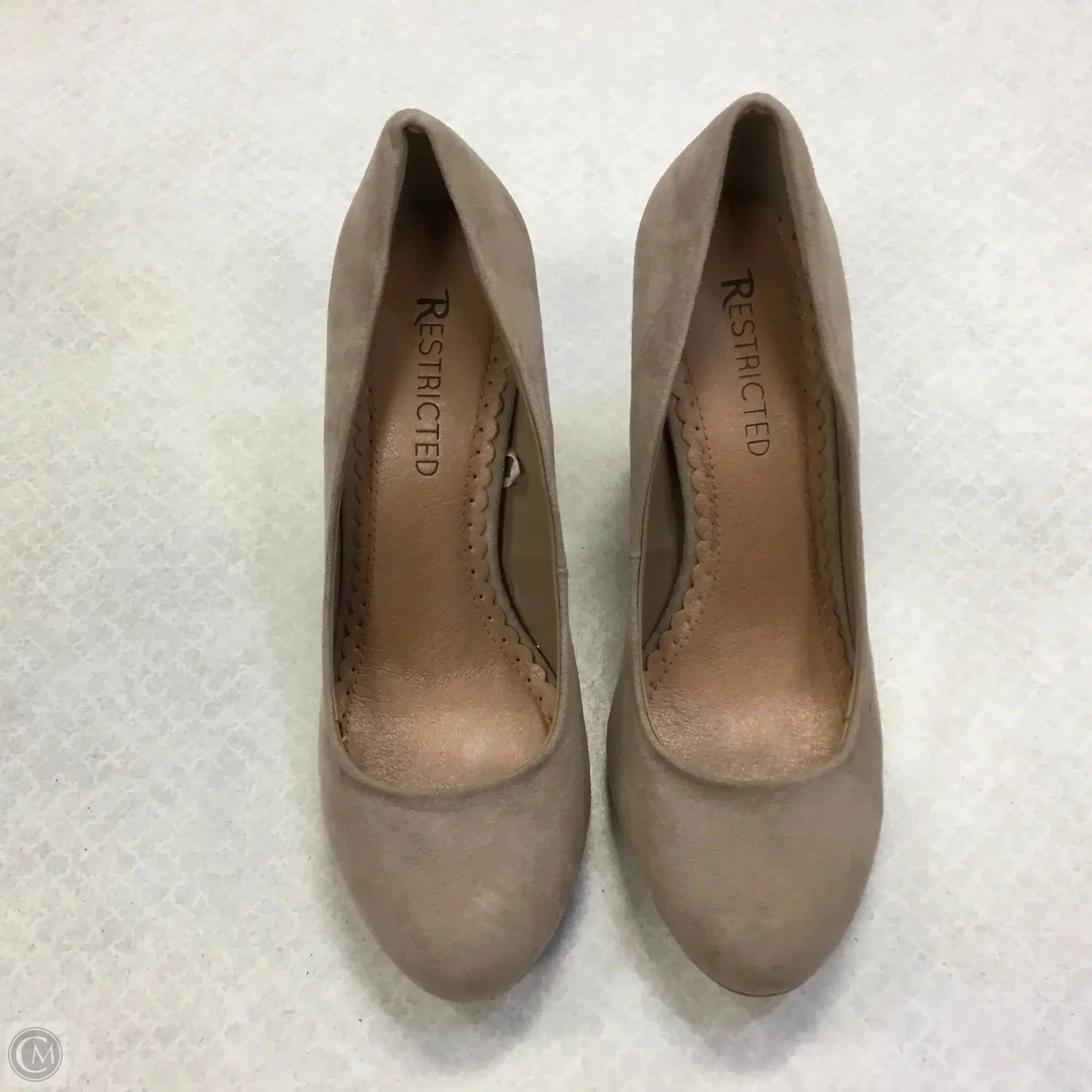 Designer Wedding Shoes Shoes Heels Block By Restricted In Tan, Size: 7