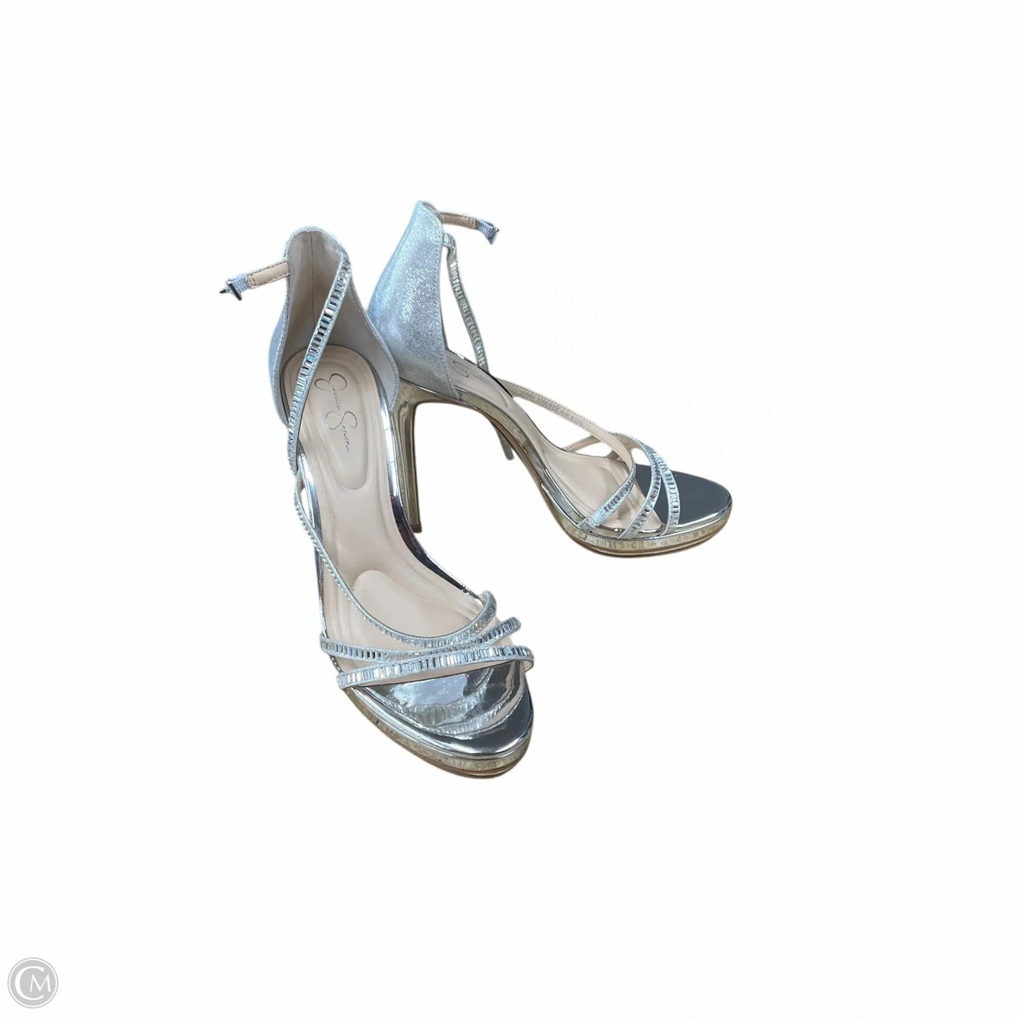 Glamorous Heels Casual Office Heels Shoes Heels Stiletto By Jessica Simpson In Silver, Size: 10