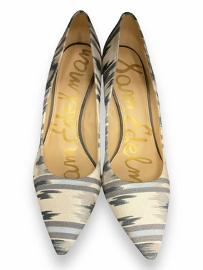 Classic Sandals Slip On Style Shoes Heels Stiletto By Sam Edelman In Blue & Grey, Size: 10