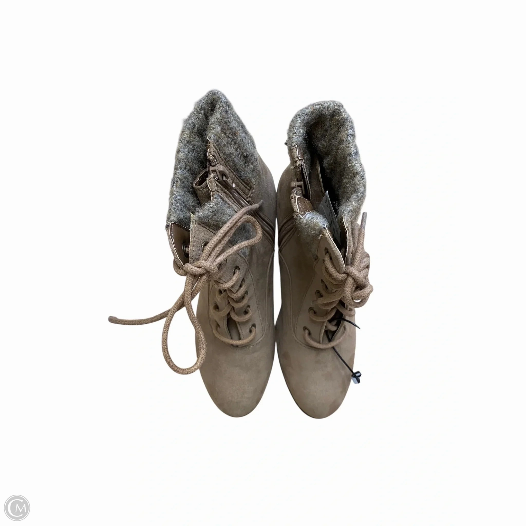 Lace-up Equestrian Boots Ankle Heels By So In Tan, Size: 6.5