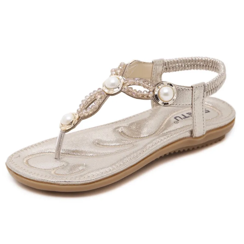 SIKETU | Flat Rhinestone Beach Flip Flops for Ladies