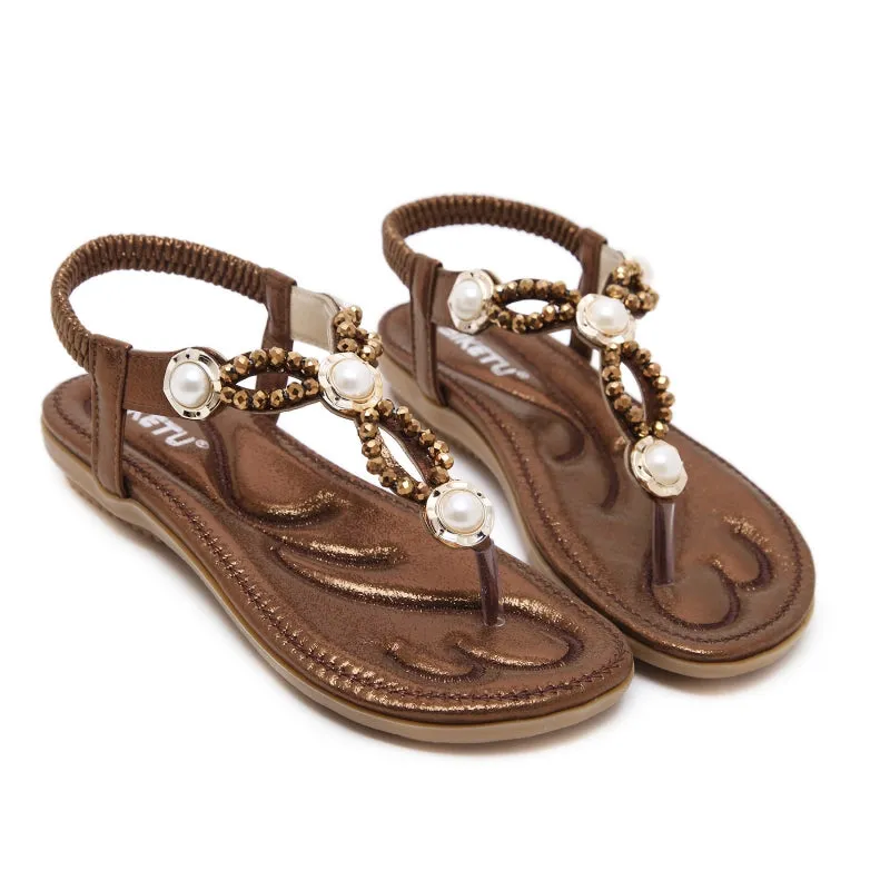 SIKETU | Flat Rhinestone Beach Flip Flops for Ladies
