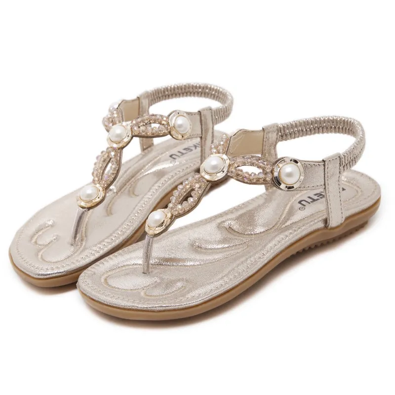 SIKETU | Flat Rhinestone Beach Flip Flops for Ladies